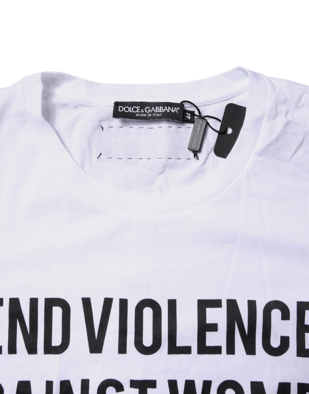 White Cotton Printed Round Neck Top T-shirt