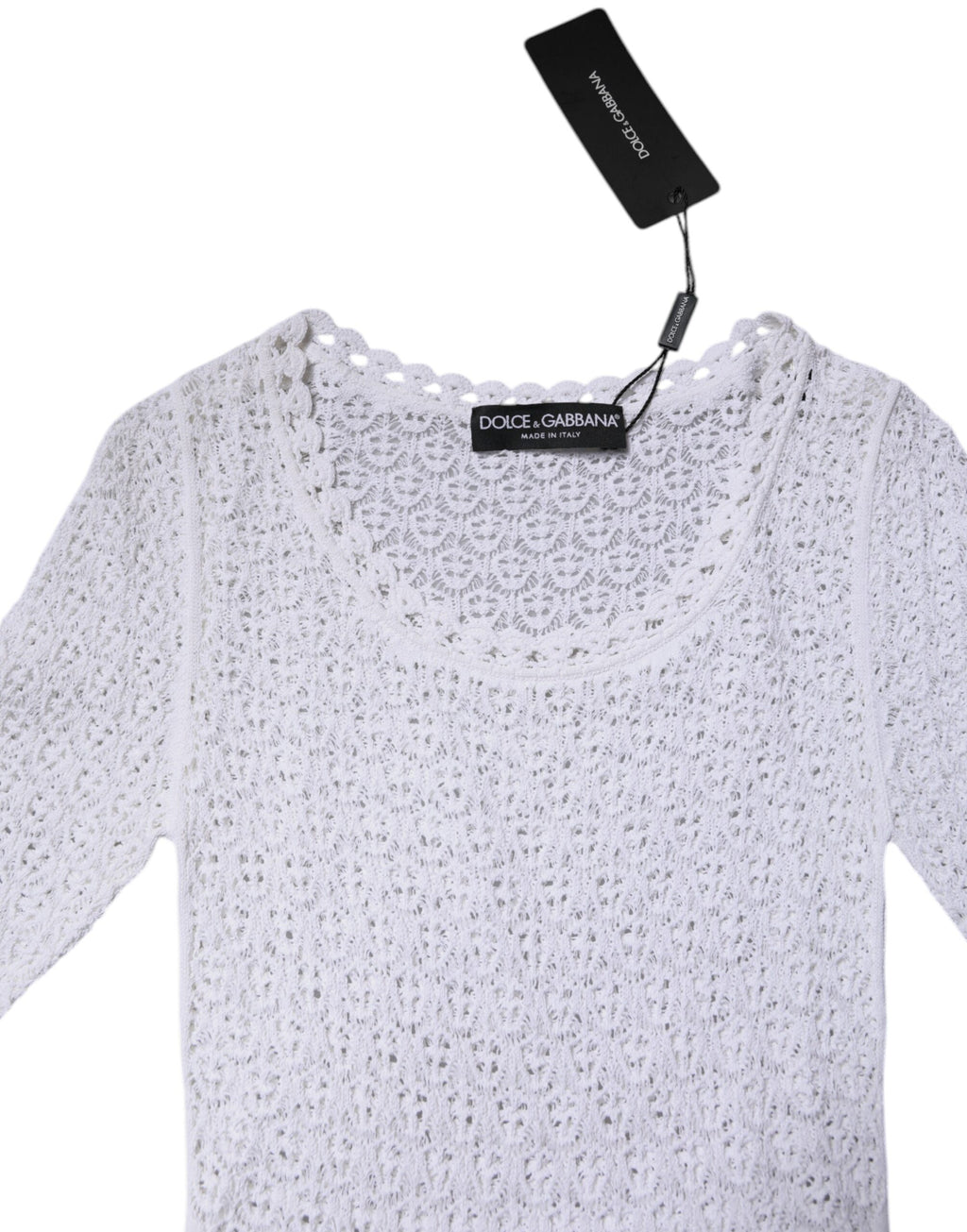 White Viscose Short Sleeve Crochet Top