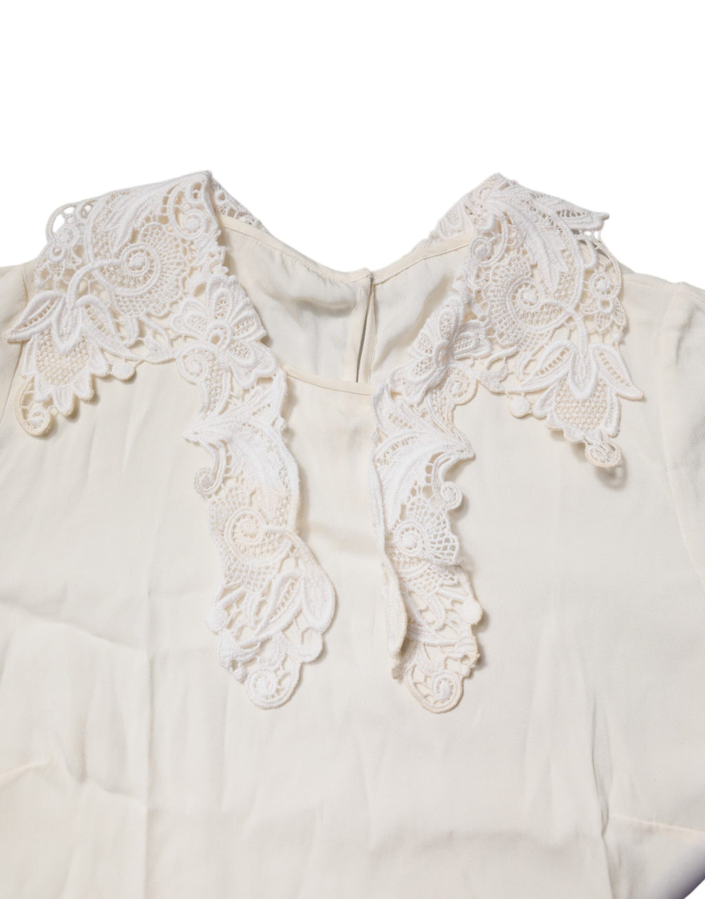 Cream Floral Lace Long Sleeves Blouse Top