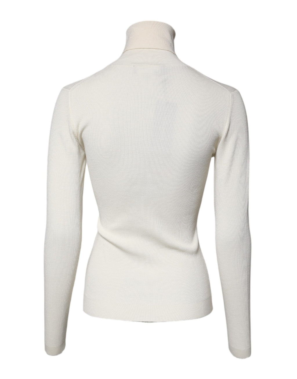 Cream Long Sleeves Turtleneck Slim Sweater