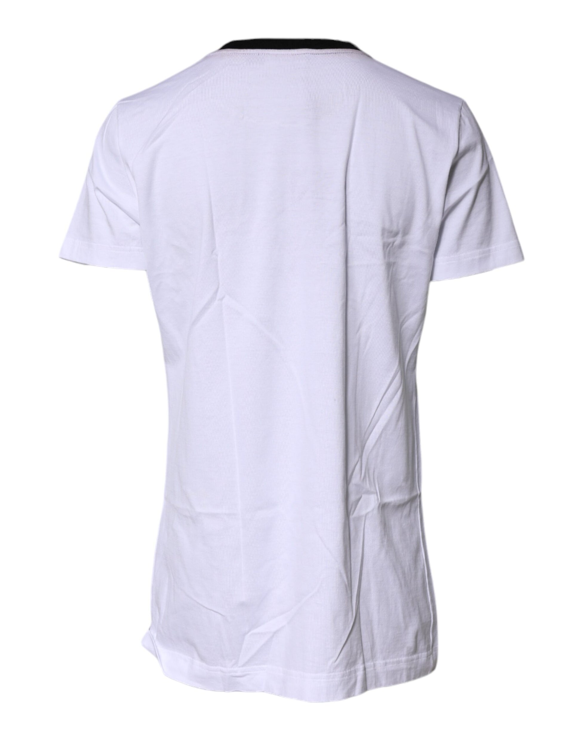 White Printed Round Neck Top Cotton T-shirt