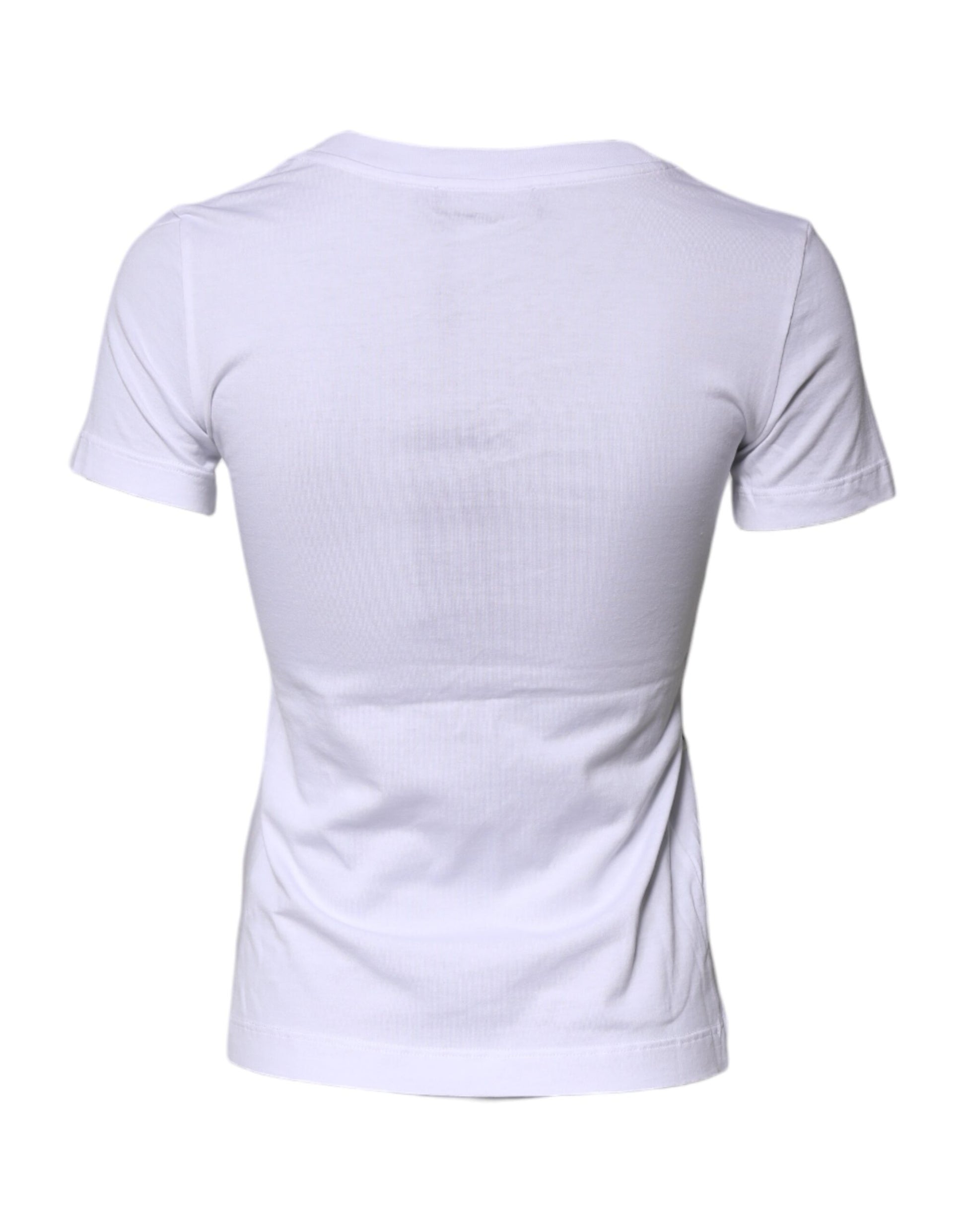 White Floral Print Cotton Crew Neck T-shirt