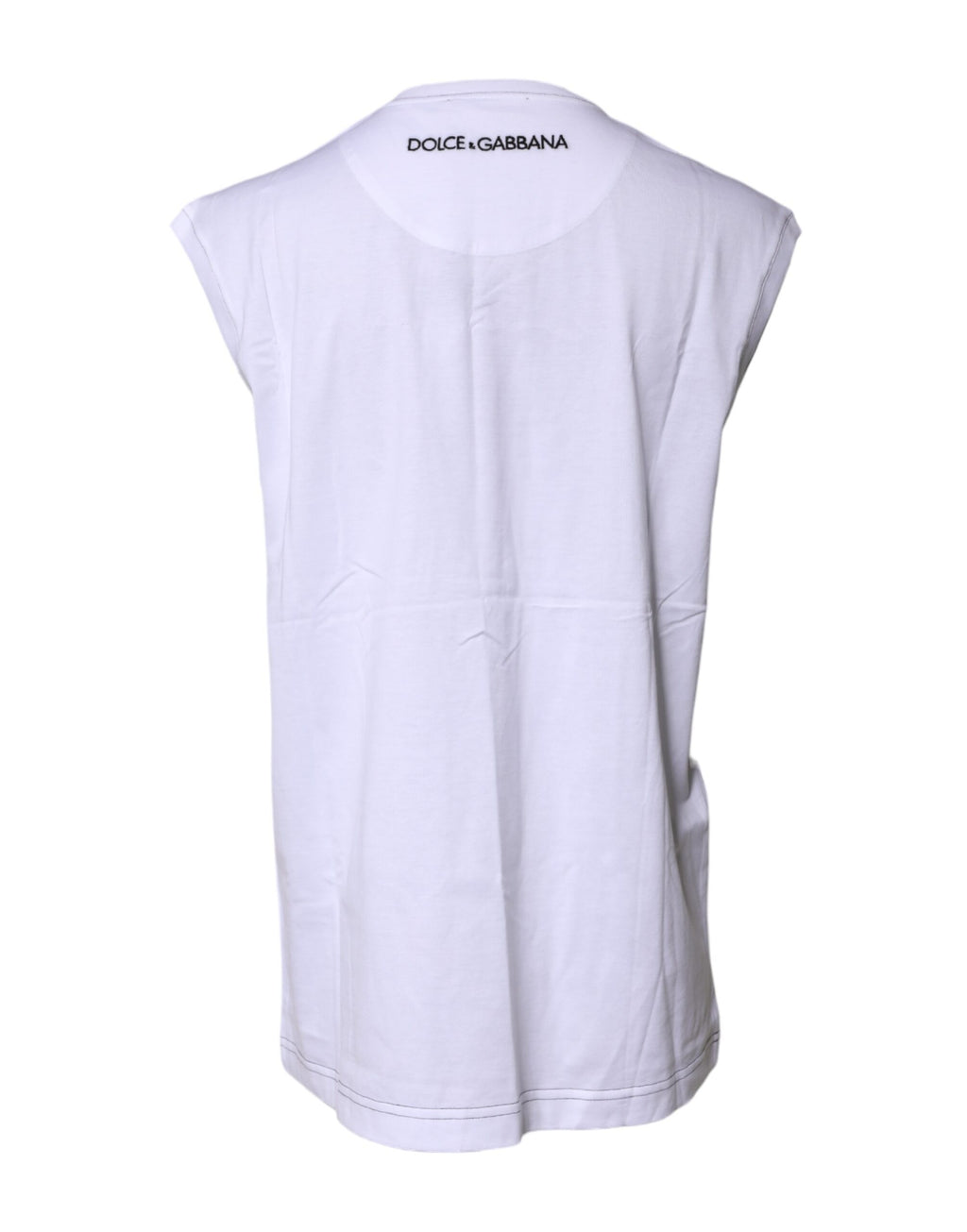 White Cotton Sleeveless Printed Tank T-shirt