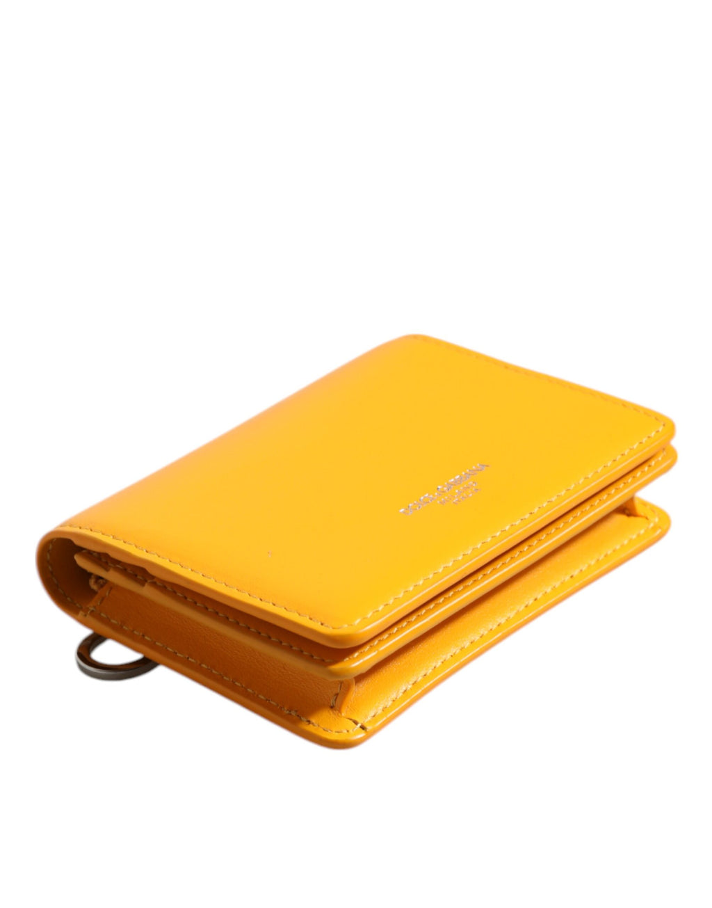Yellow Leather Bifold Card Holder Crossbody Bag