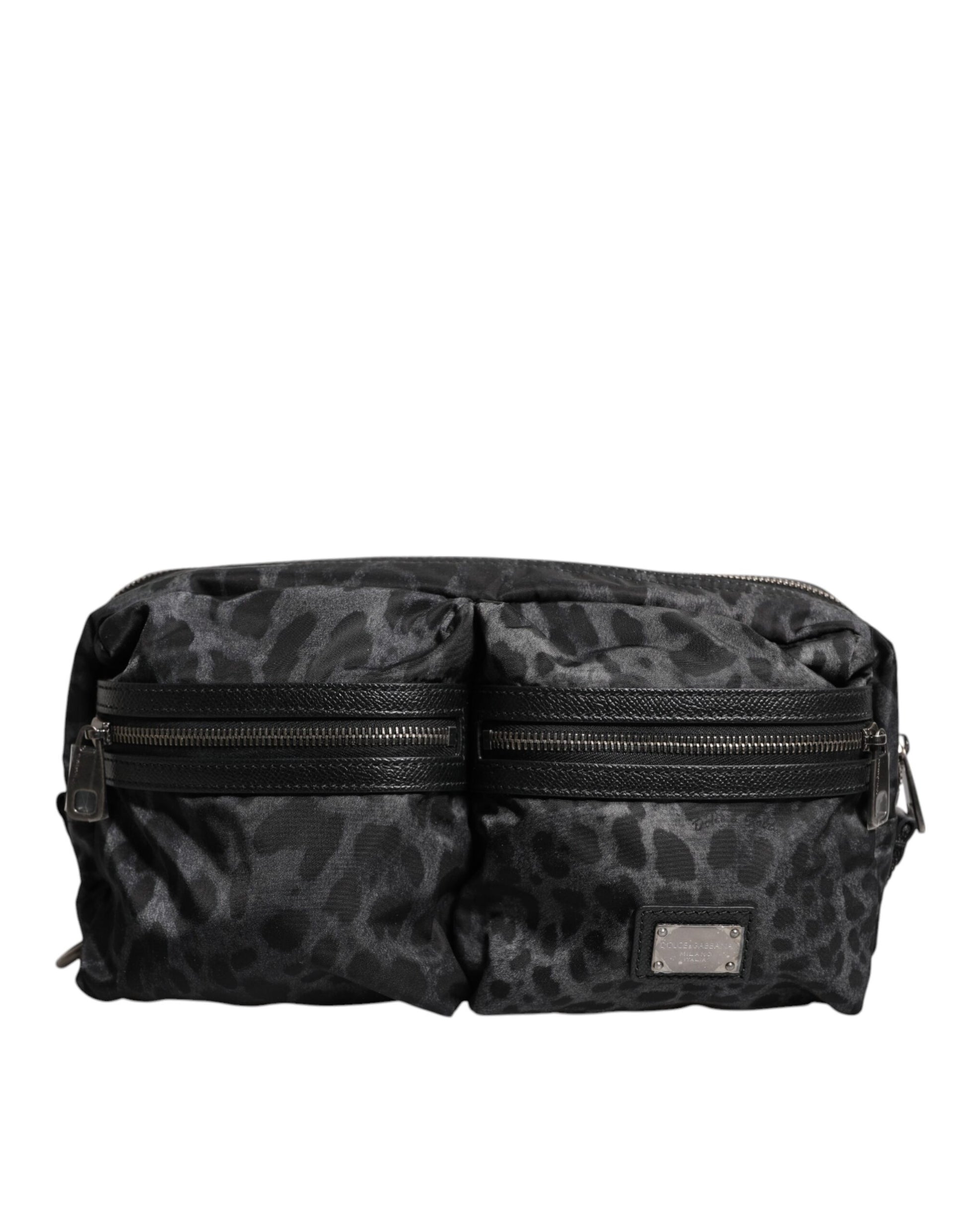Black Gray Leopard DG Logo Belt Waist Fanny Pack Bag