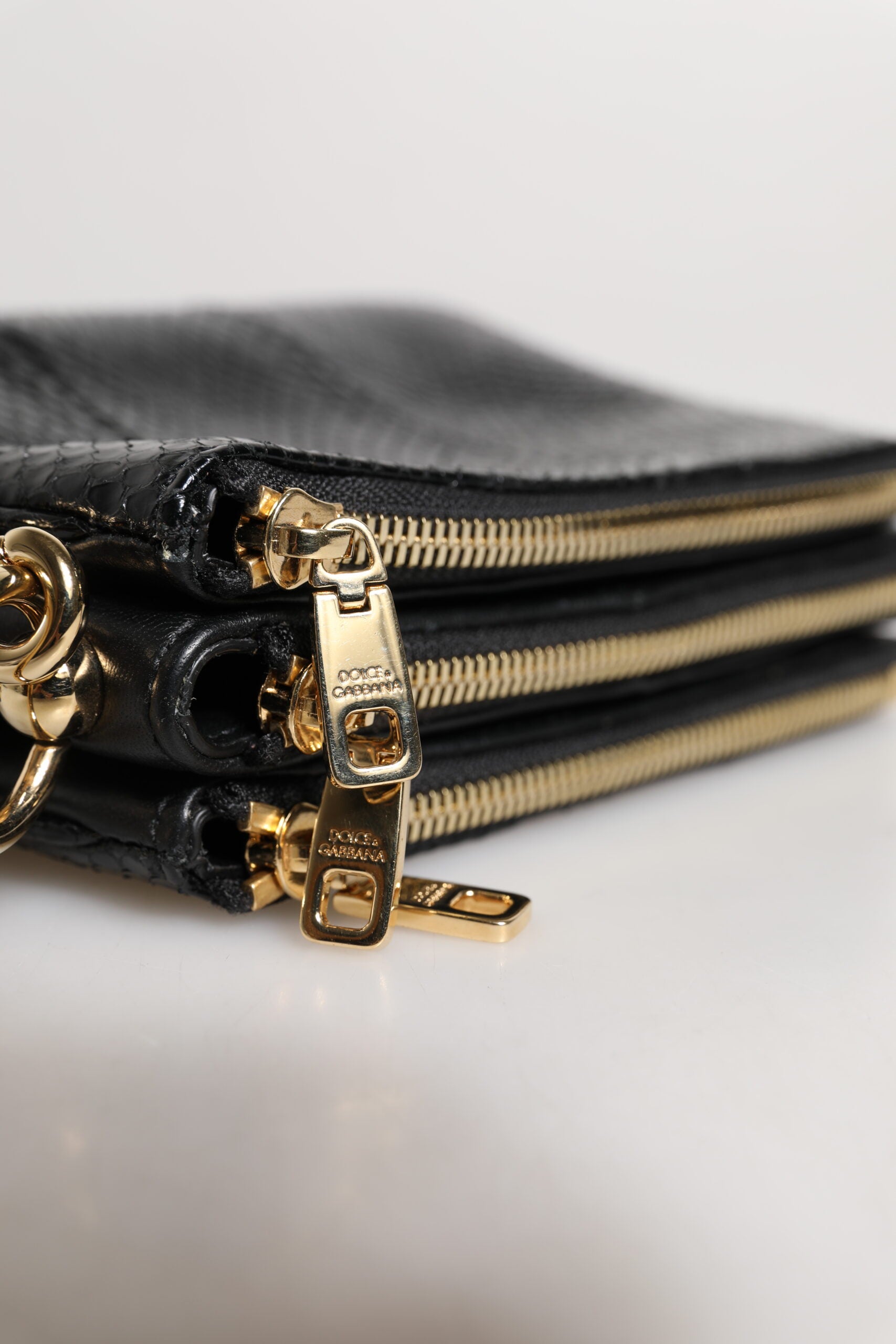 Black Exotic Leather Shoulder Sling Clutch Bag