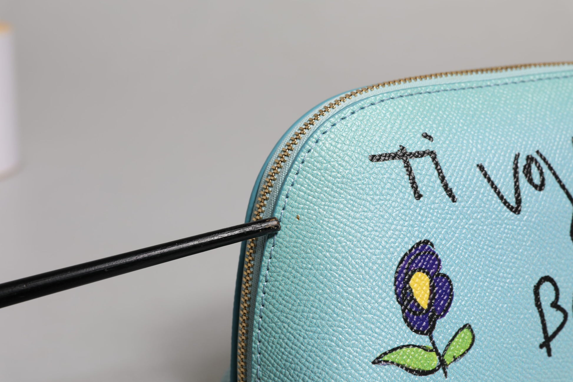 Light Blue Leather Handbag Clutch Mini Purse Pouch Bag