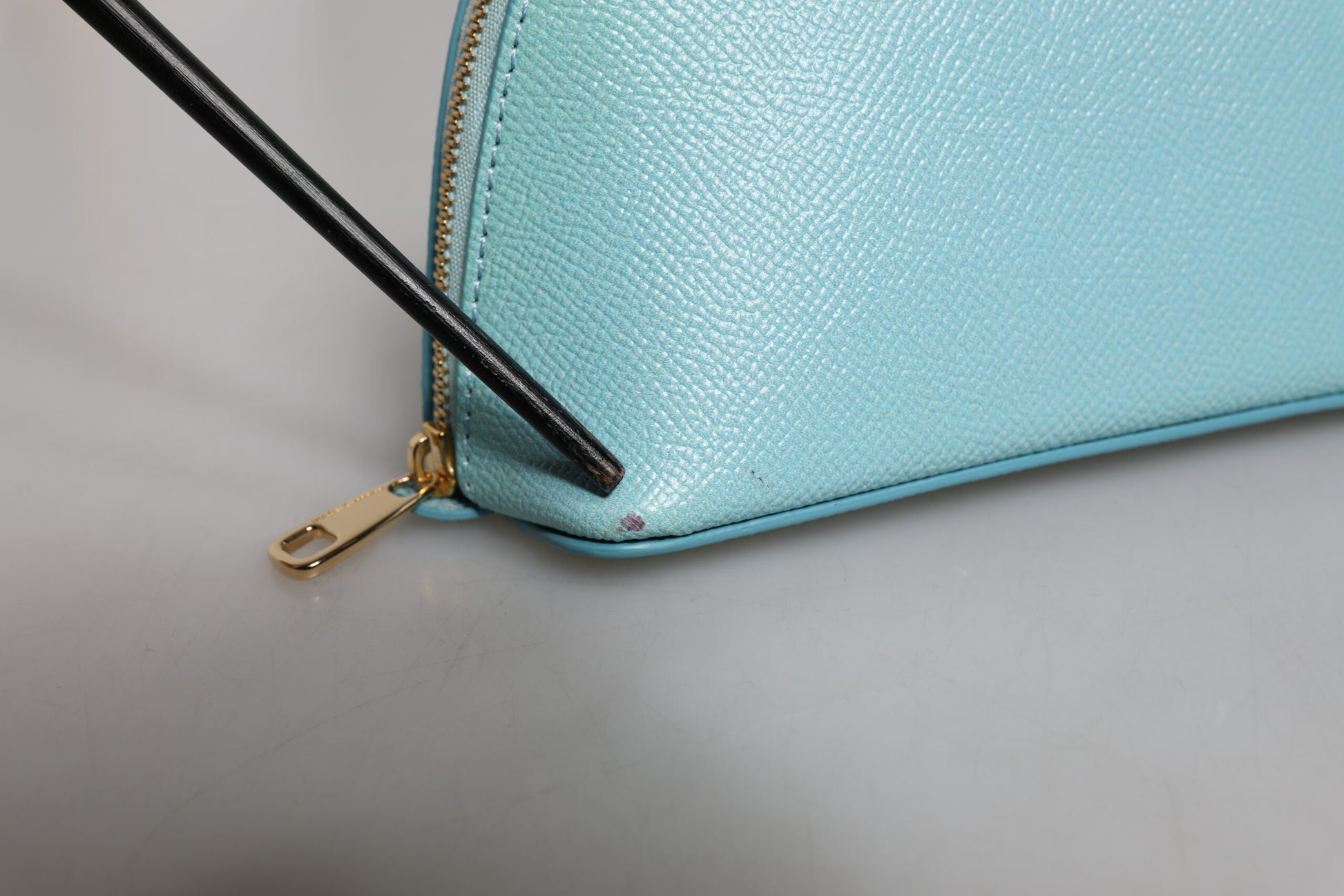 Light Blue Leather Handbag Clutch Mini Purse Pouch Bag