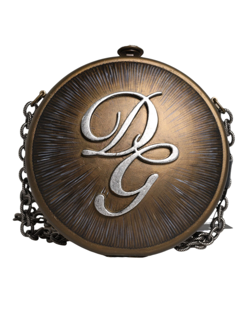 Gold Brass Metal DG Crown Clutch Crossbody Bag