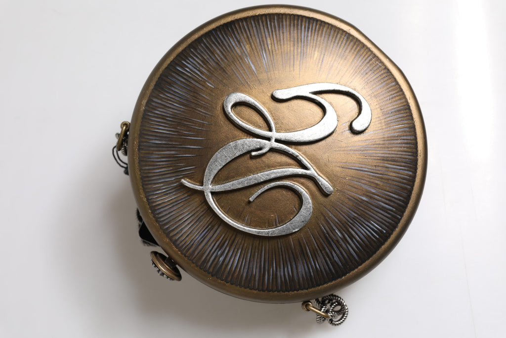 Gold Brass Metal DG Crown Clutch Crossbody Bag