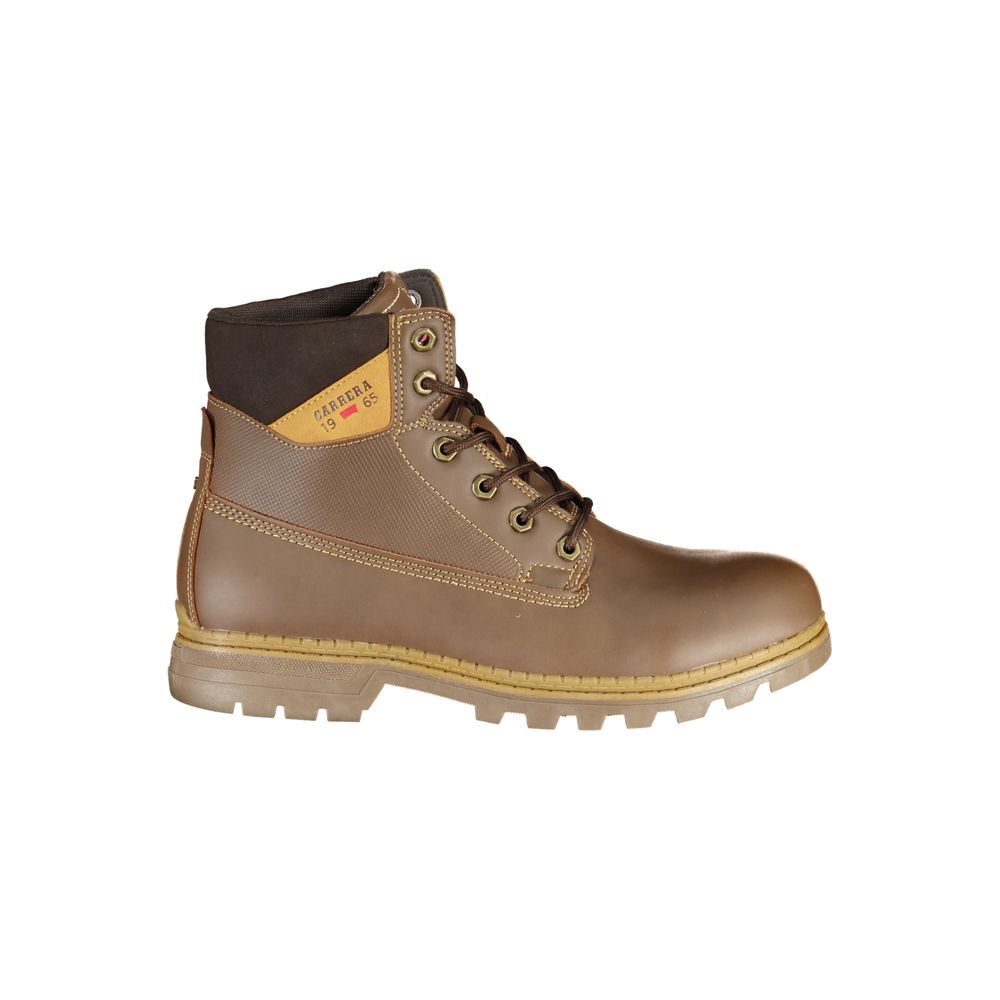 Brown Polyester Men Boot