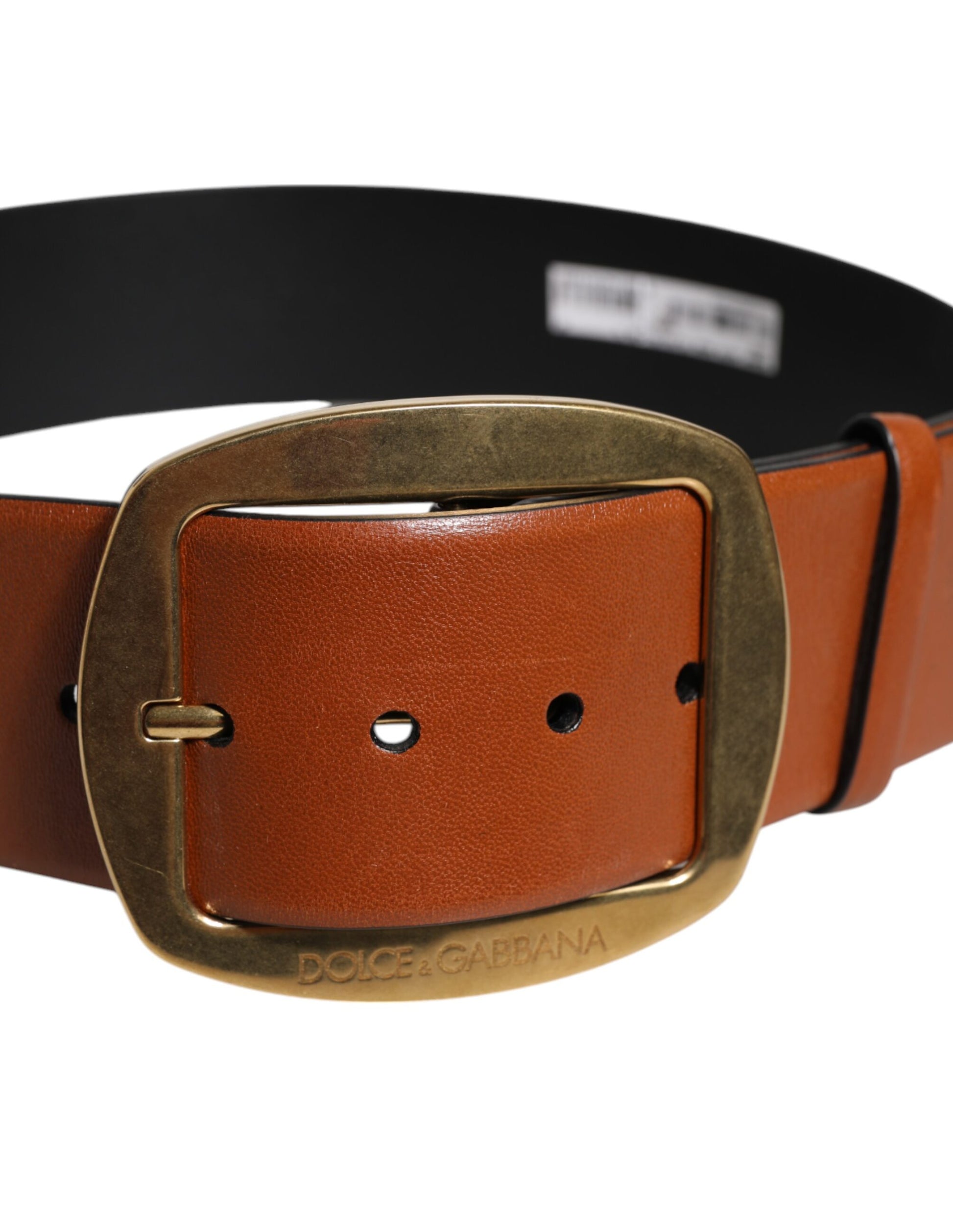 Brown Leather Gold Metal Buckle Classic Belt