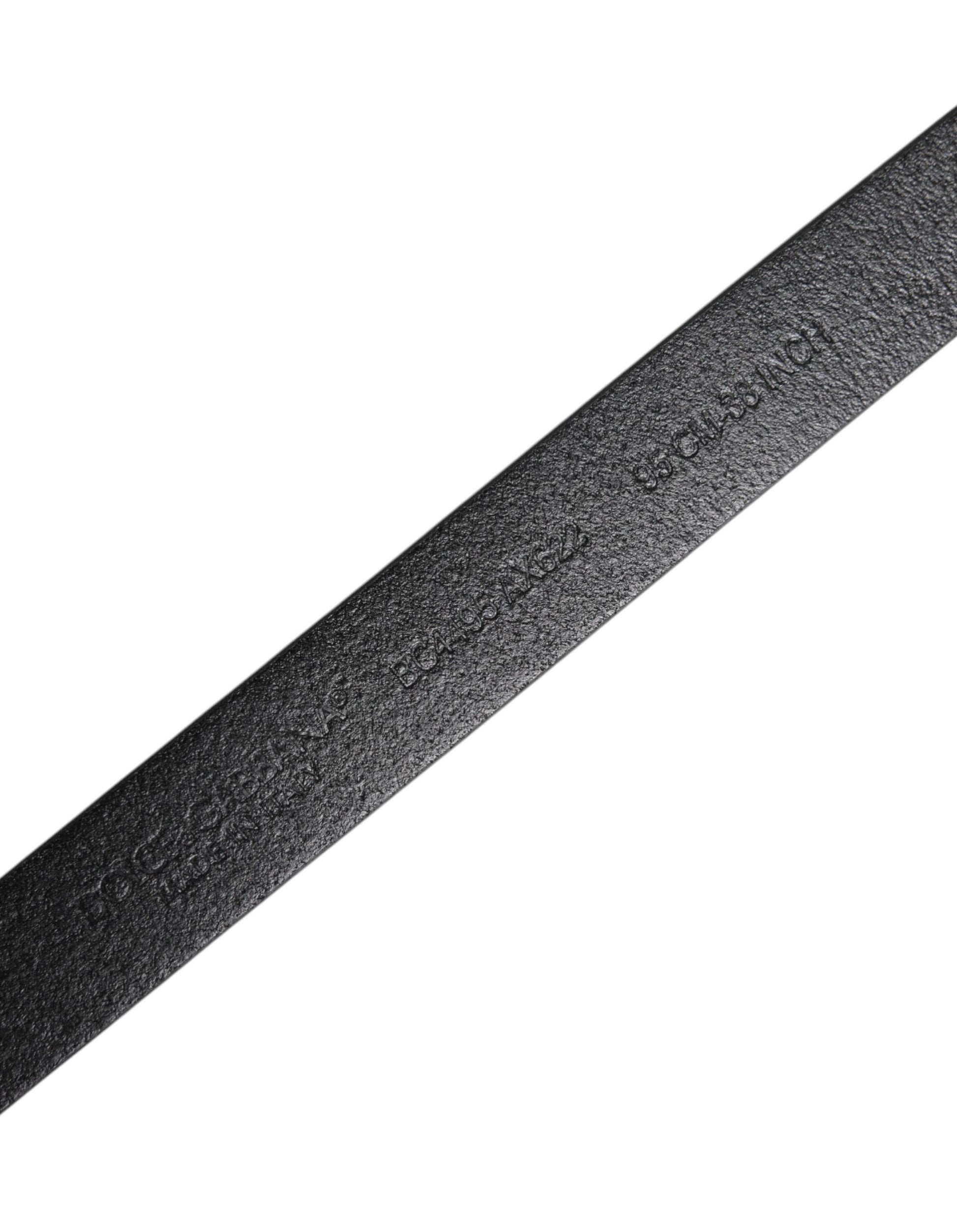 Black Calf Leather Gold Metal Buckle Belt