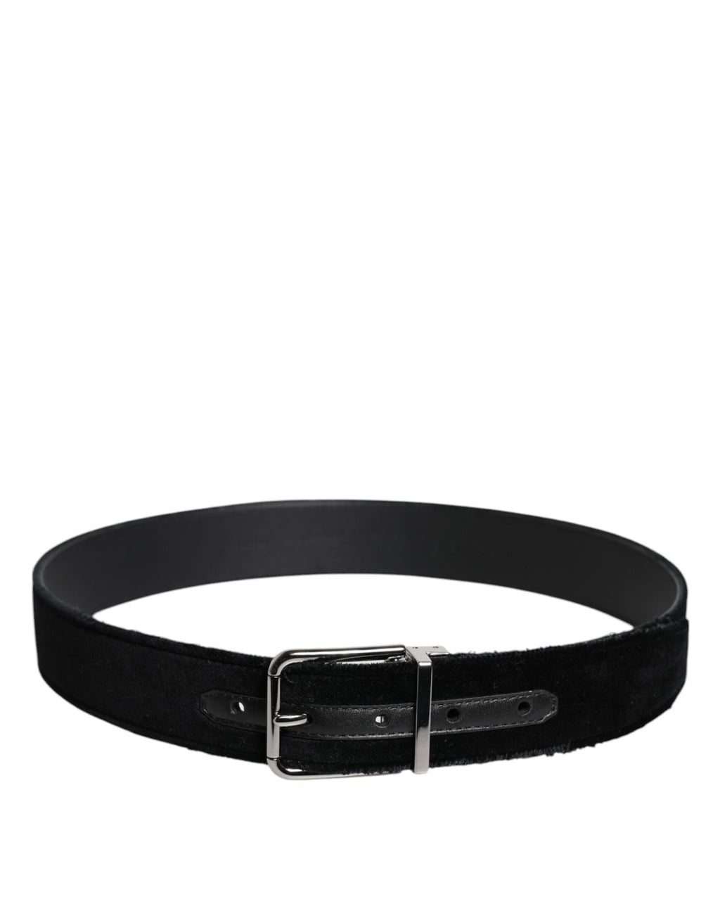 Black Cotton Silver Tone Metal Buckle Belt