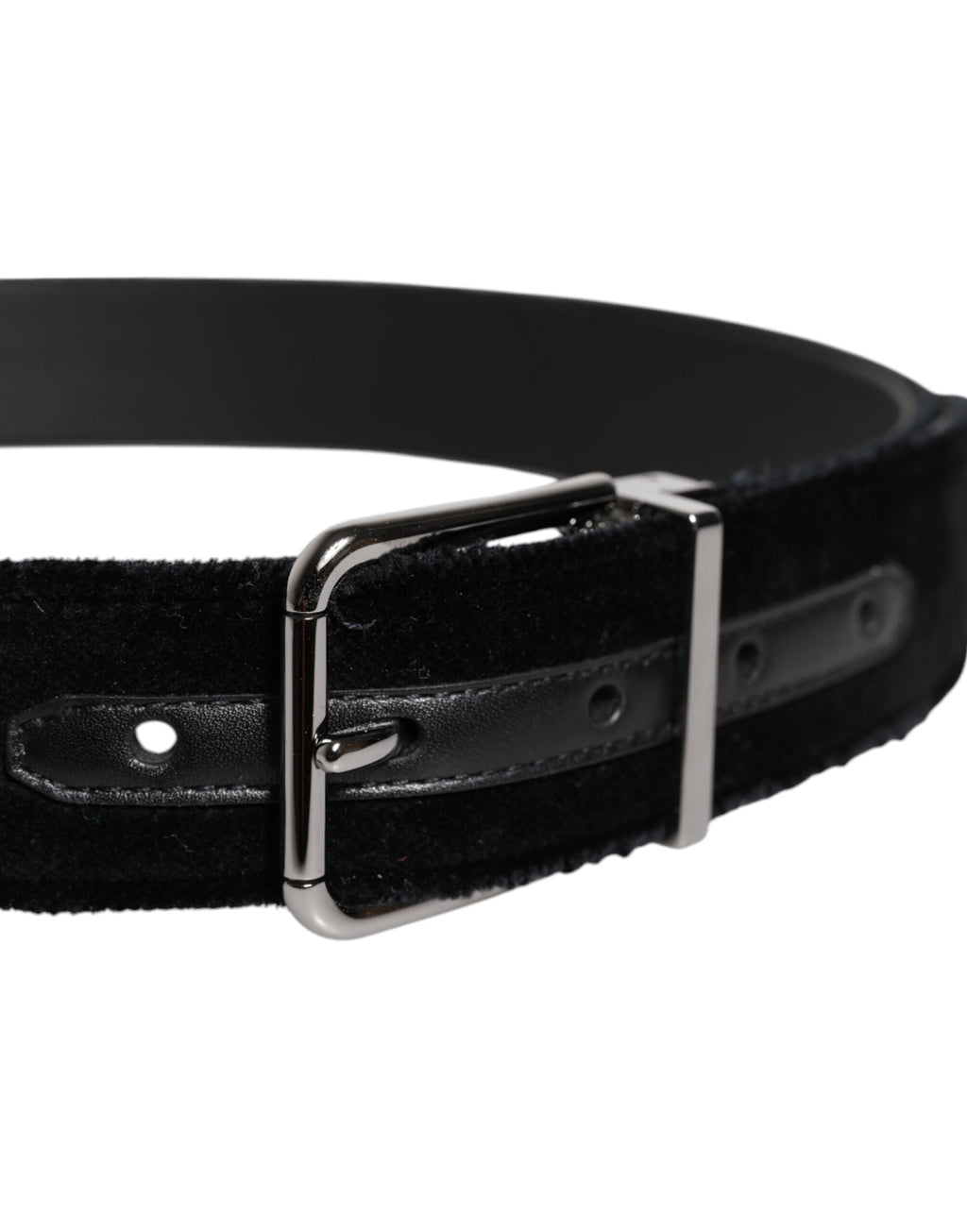 Black Cotton Silver Tone Metal Buckle Belt