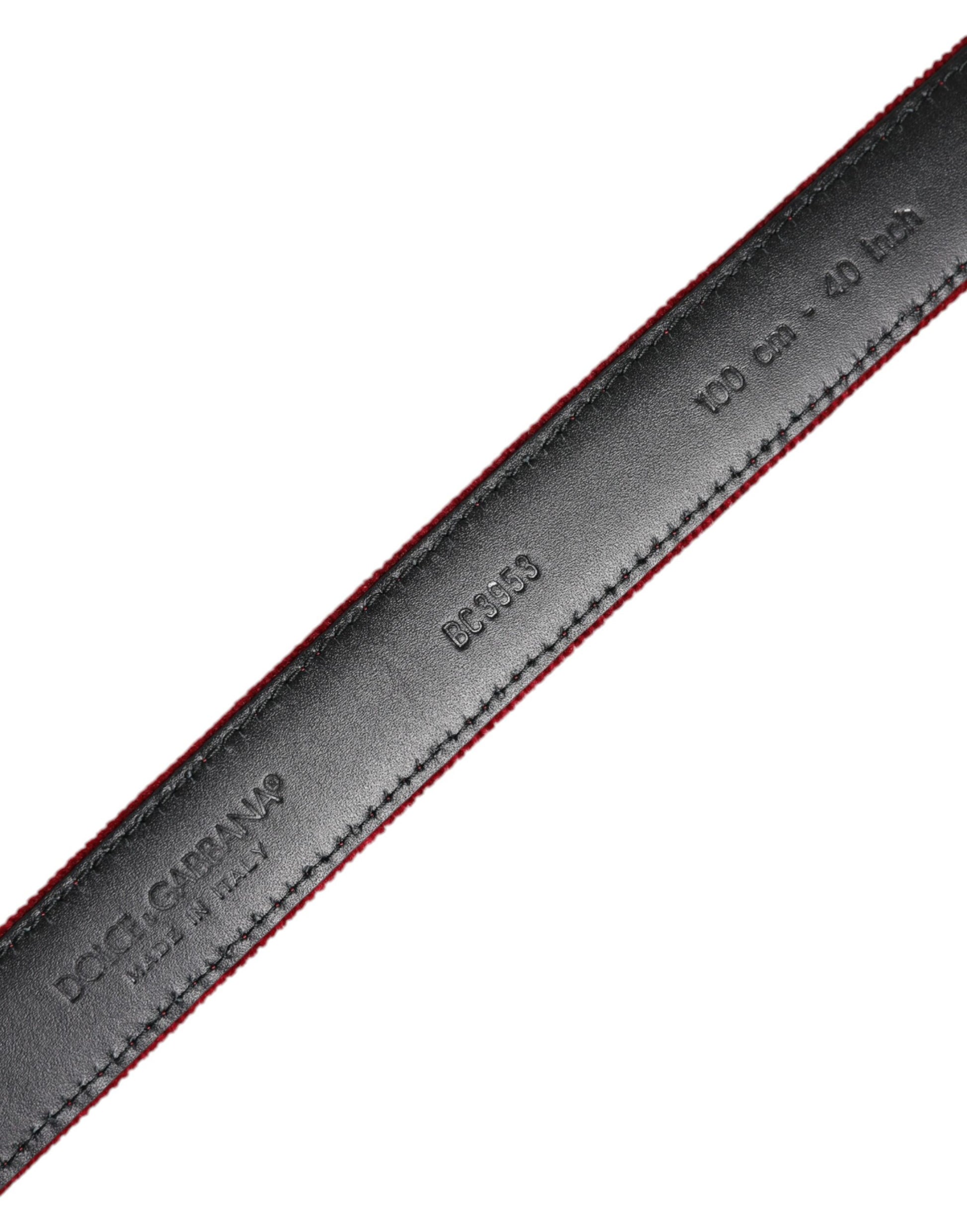 Red Velvet Black Metal Buckle Logo Belt