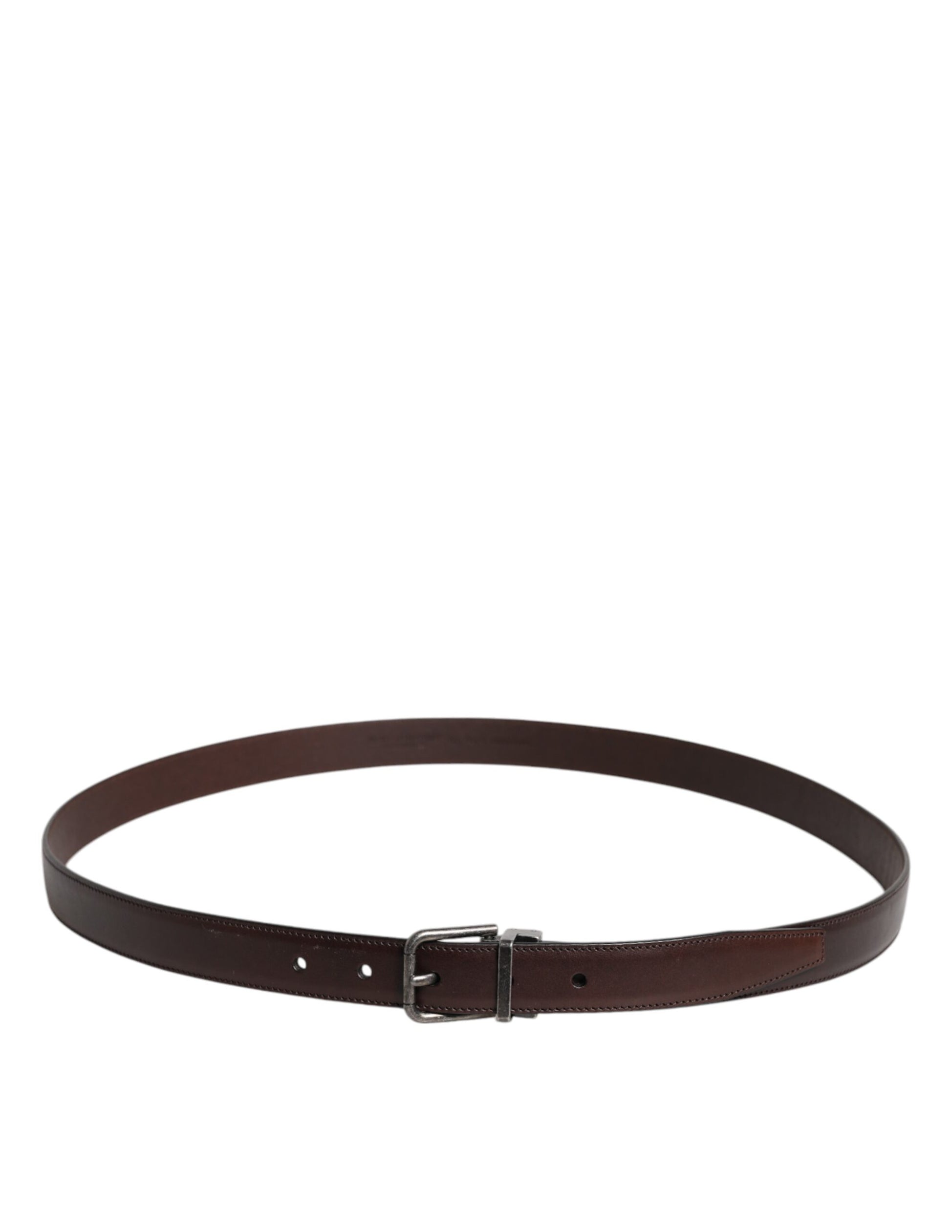 Brown Leather Silver Metal Buckle Belt