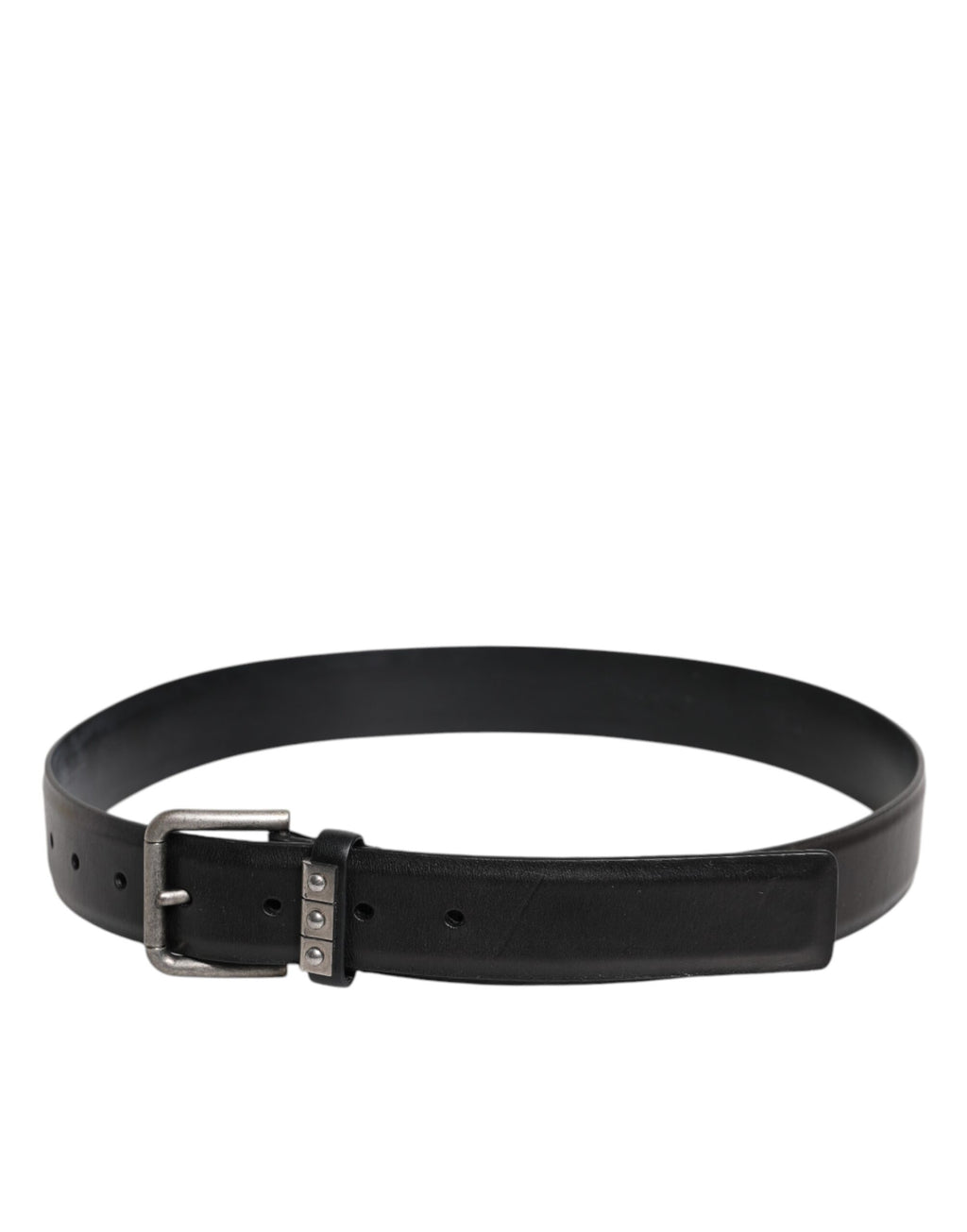 Black Leather Metal Buckle Classic Belt