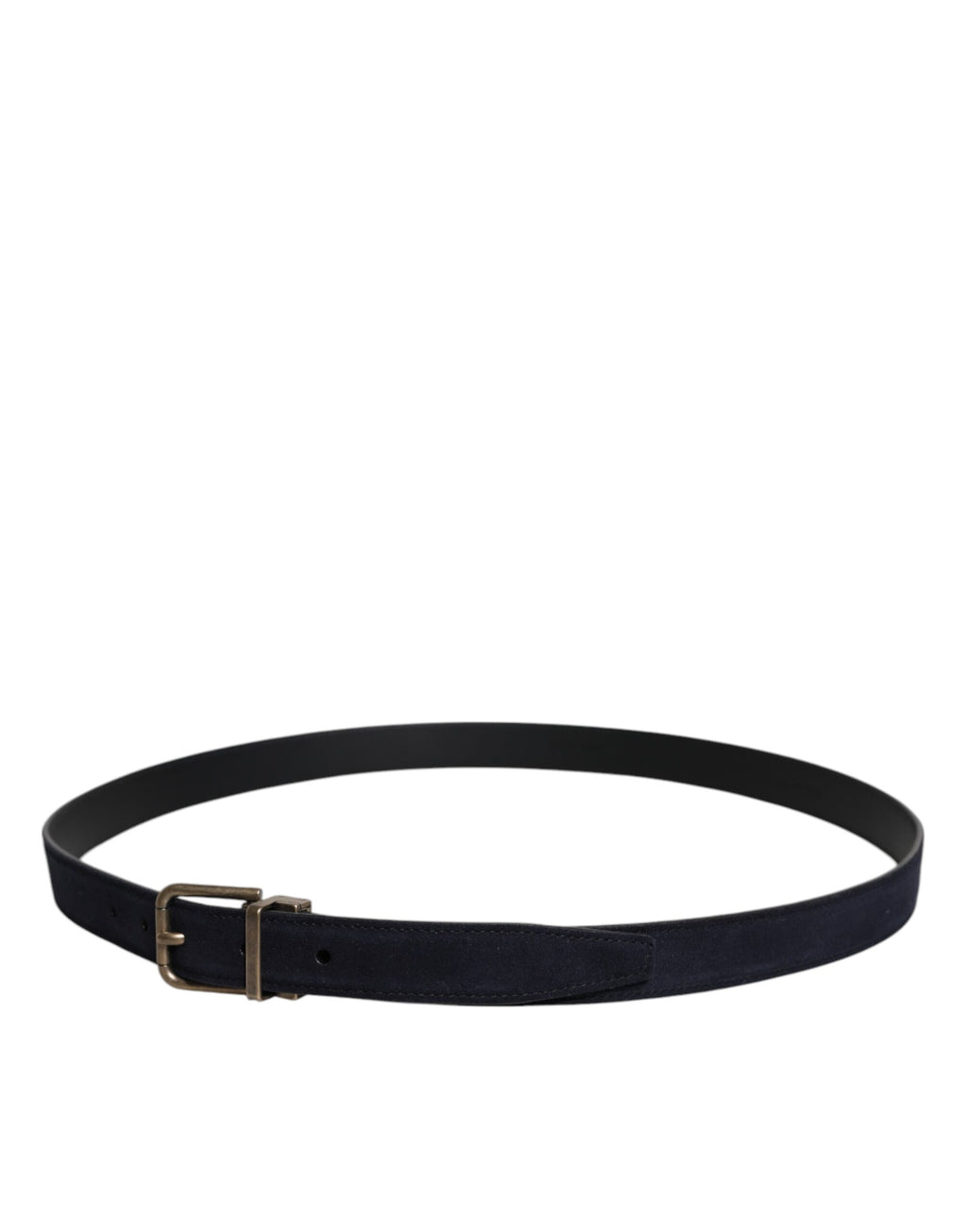 Black Goat Leather Metal Buckle Classic Belt