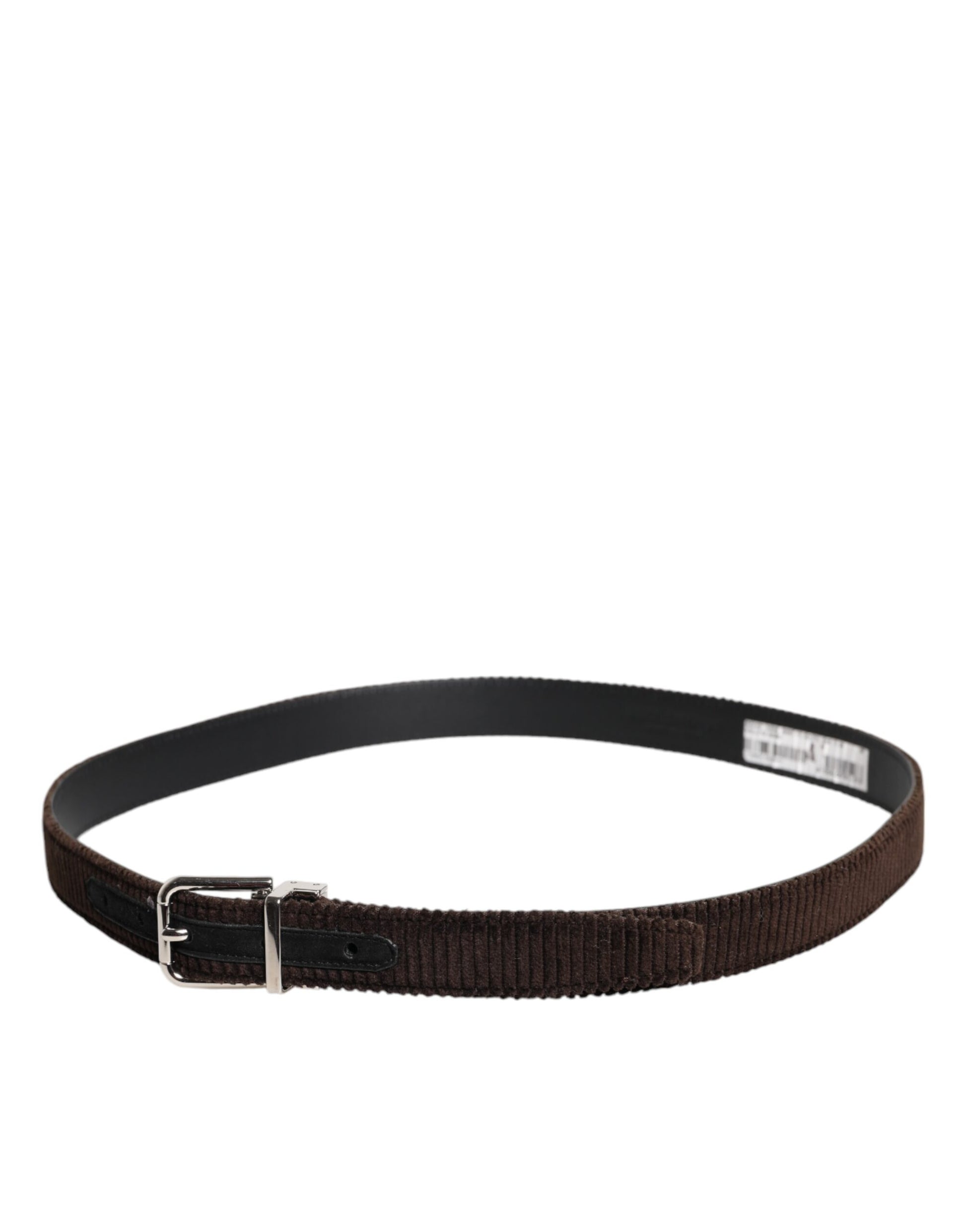 Brown Velvet Metal Buckle Classic Belt