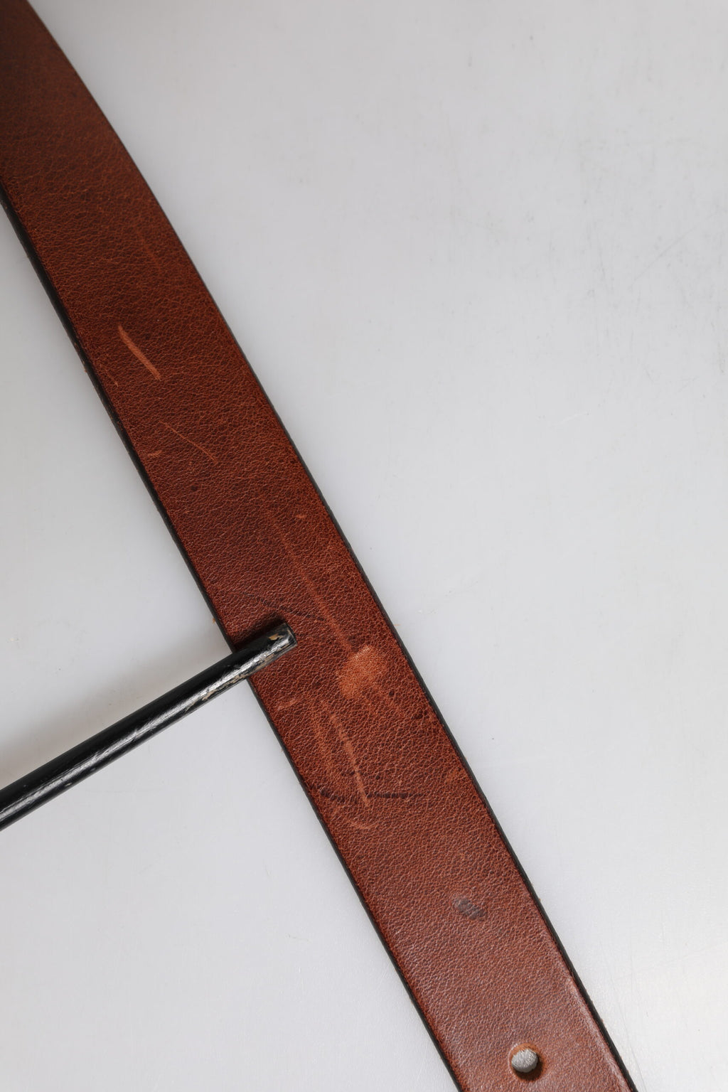 Brown Leather Metal Buckle Classic Belt