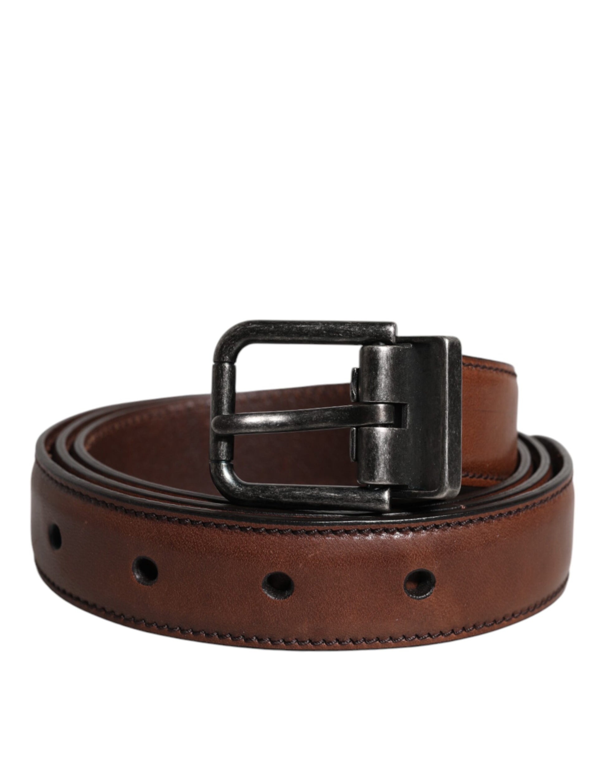 Brown Leather Metal Buckle Classic Belt