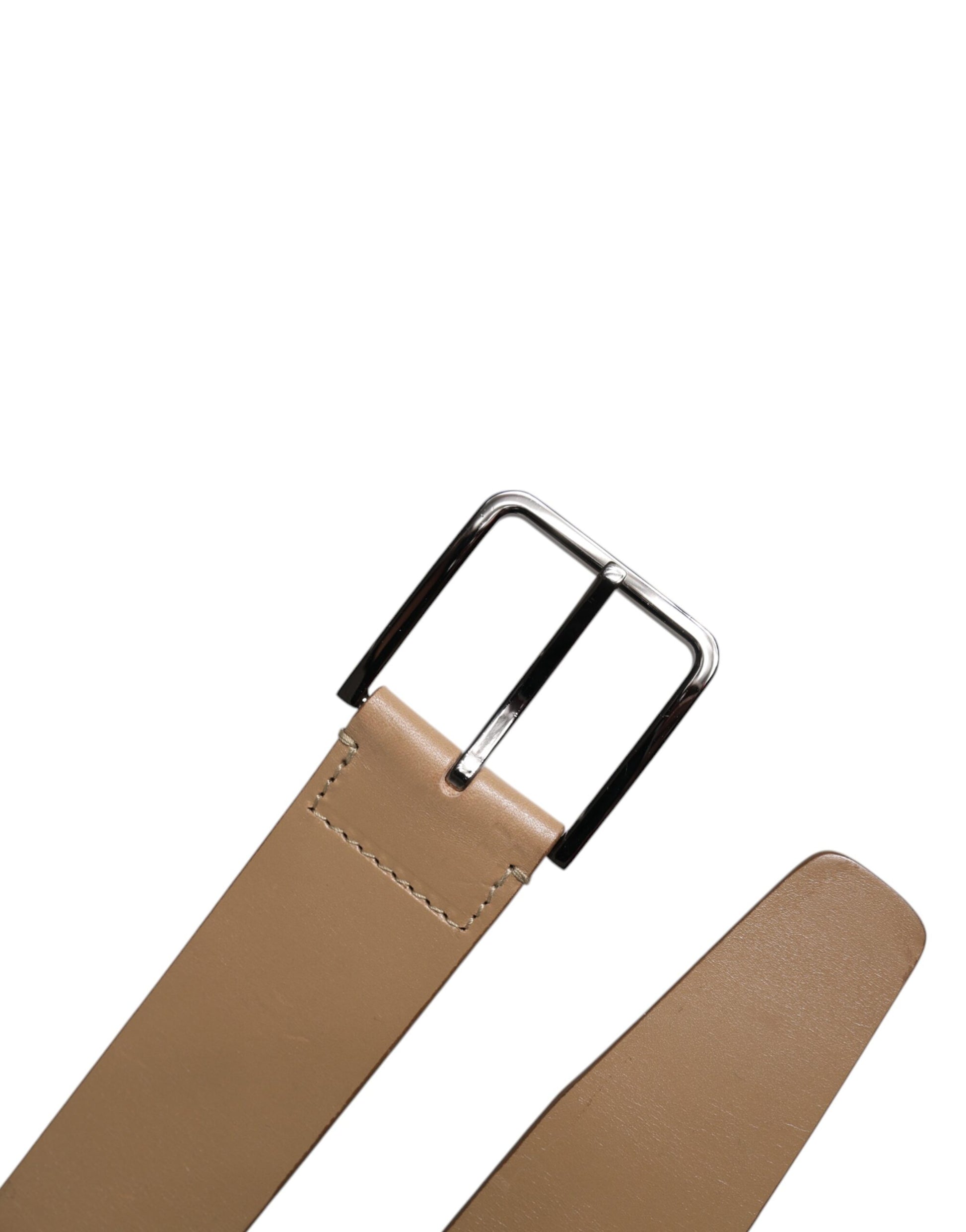 Brown Leather Classic Metal Logo Buckle Belt