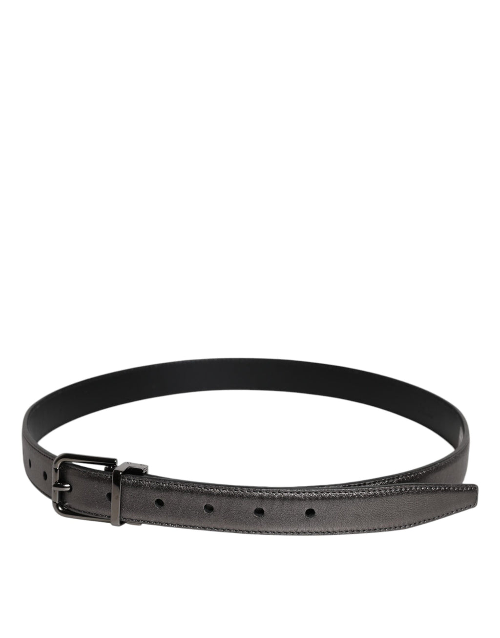 Black Leather Classic Metal Logo Buckle Belt