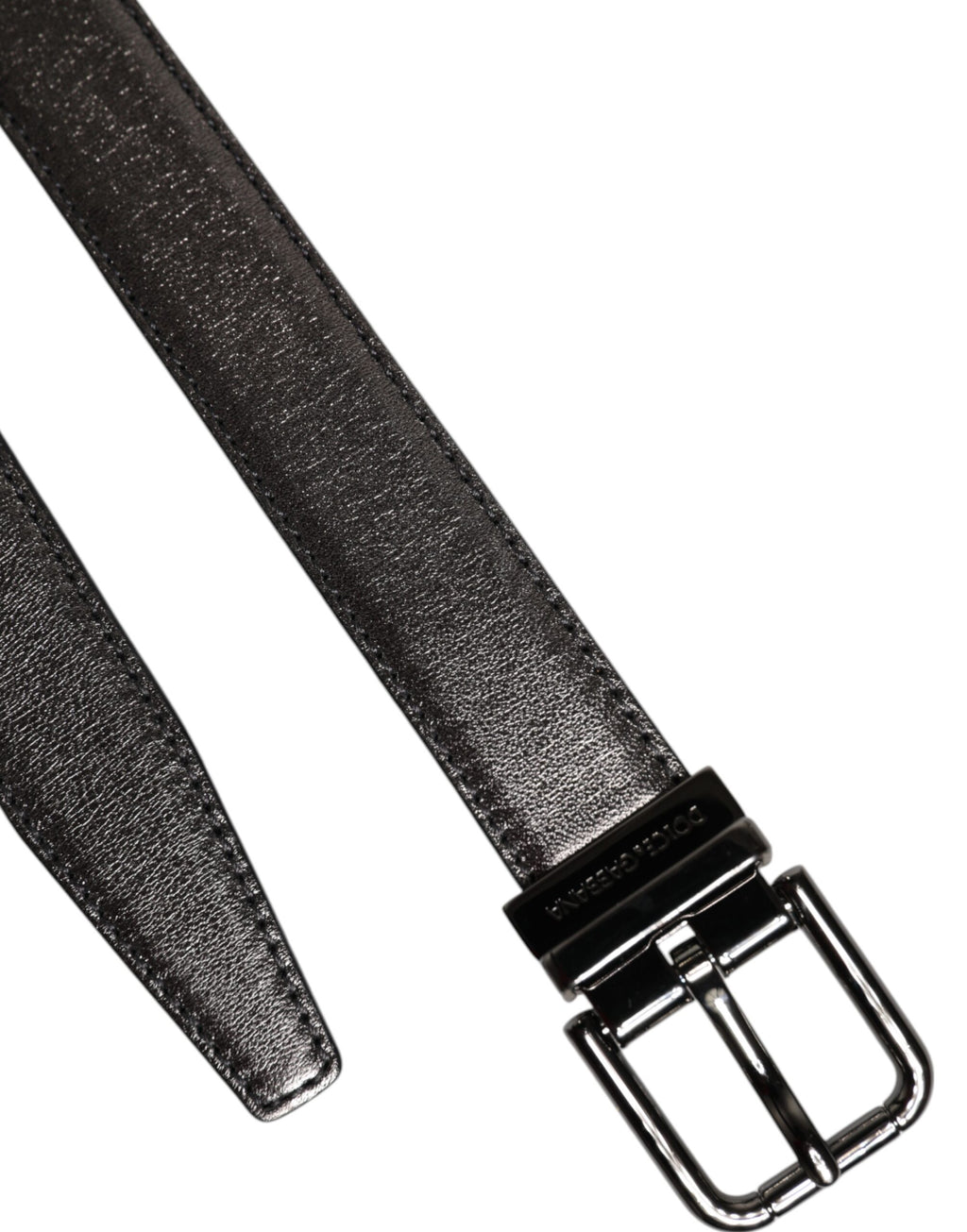 Black Leather Classic Metal Logo Buckle Belt