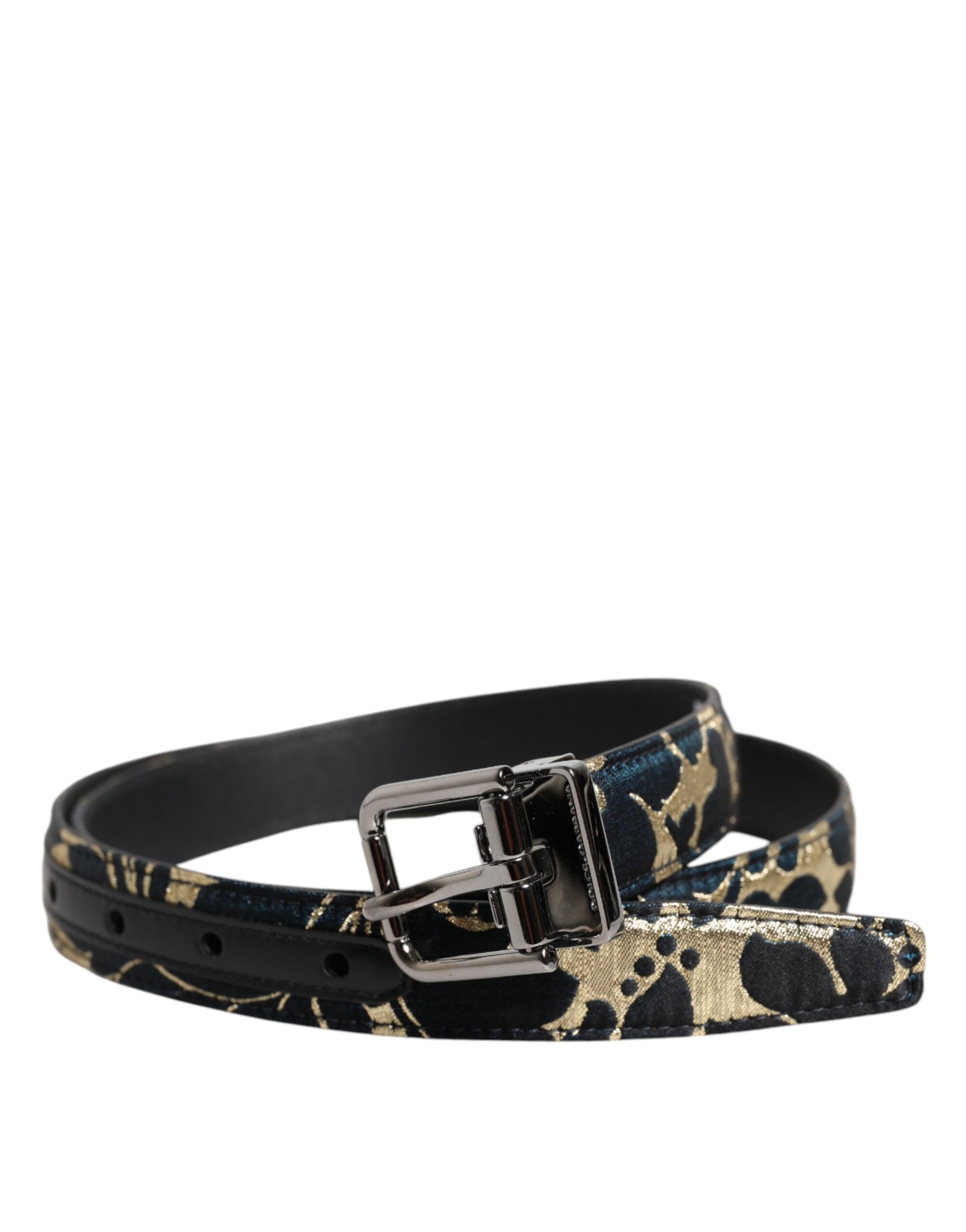 Multicolor Jacquard Leather Logo Buckle Belt