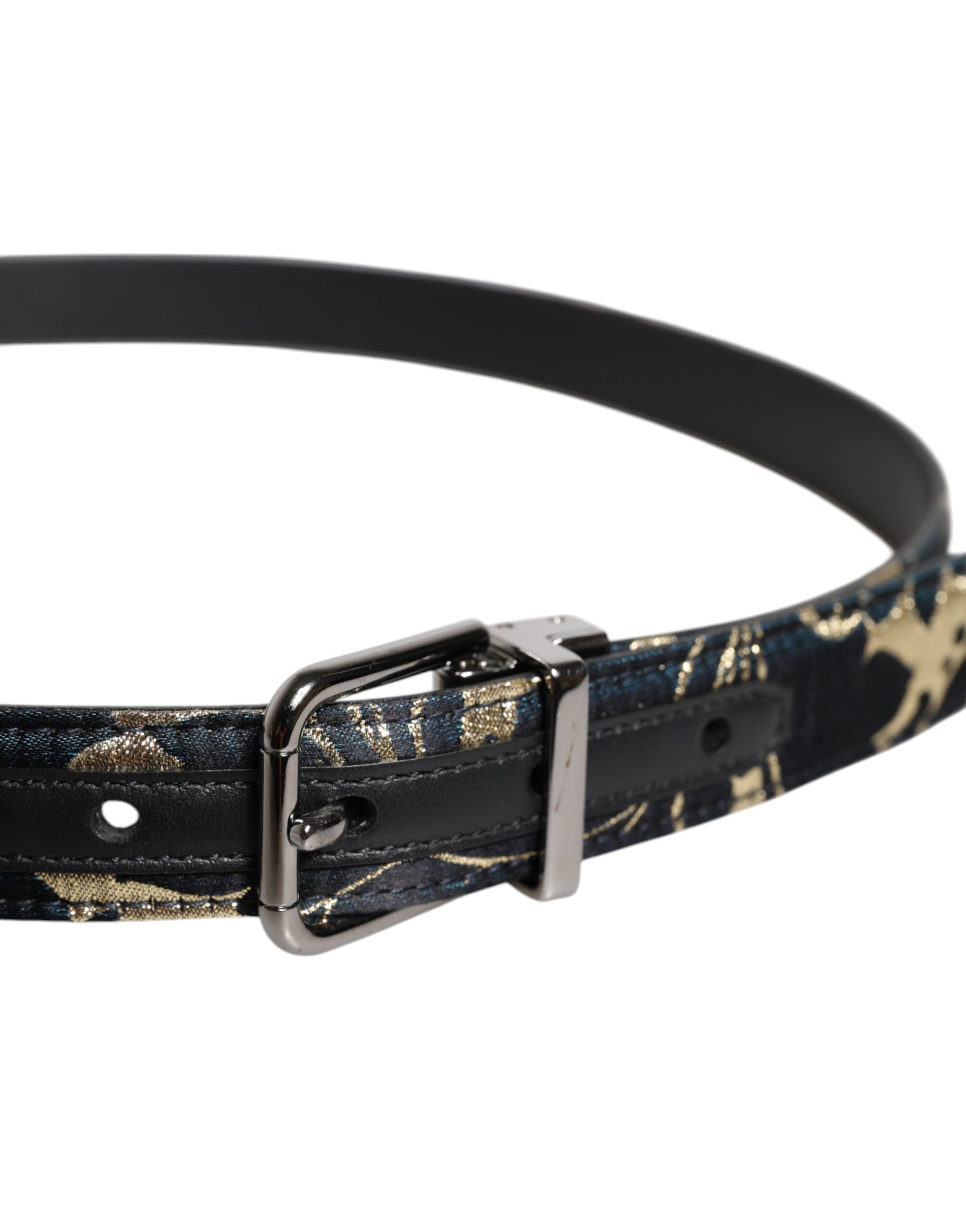 Multicolor Jacquard Leather Logo Buckle Belt