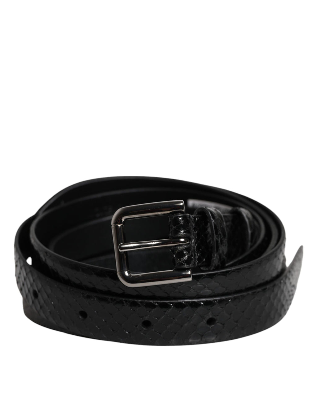 Black Leather Classic Metal Logo Buckle Belt