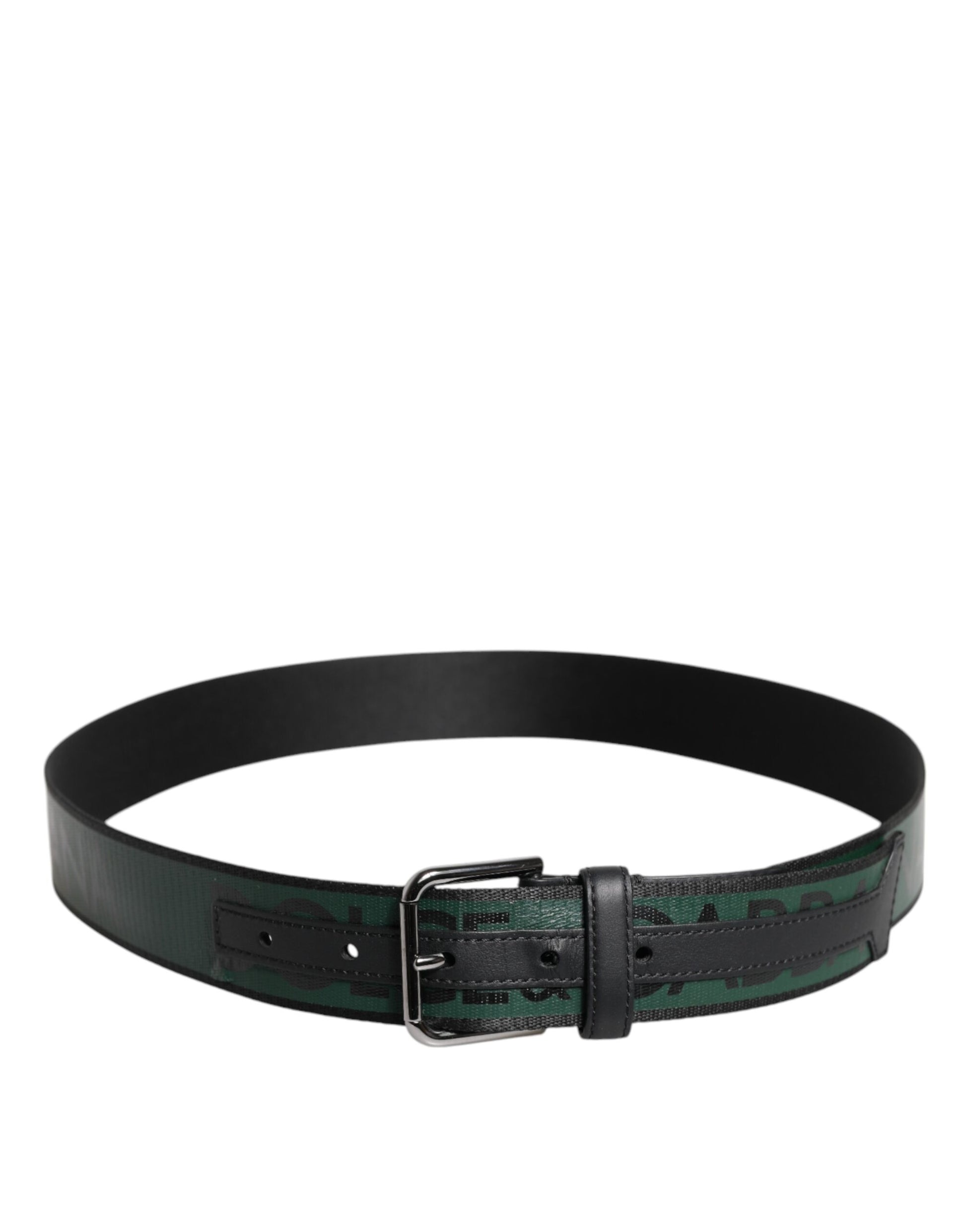 Green Black Classic Metal Logo Buckle Belt
