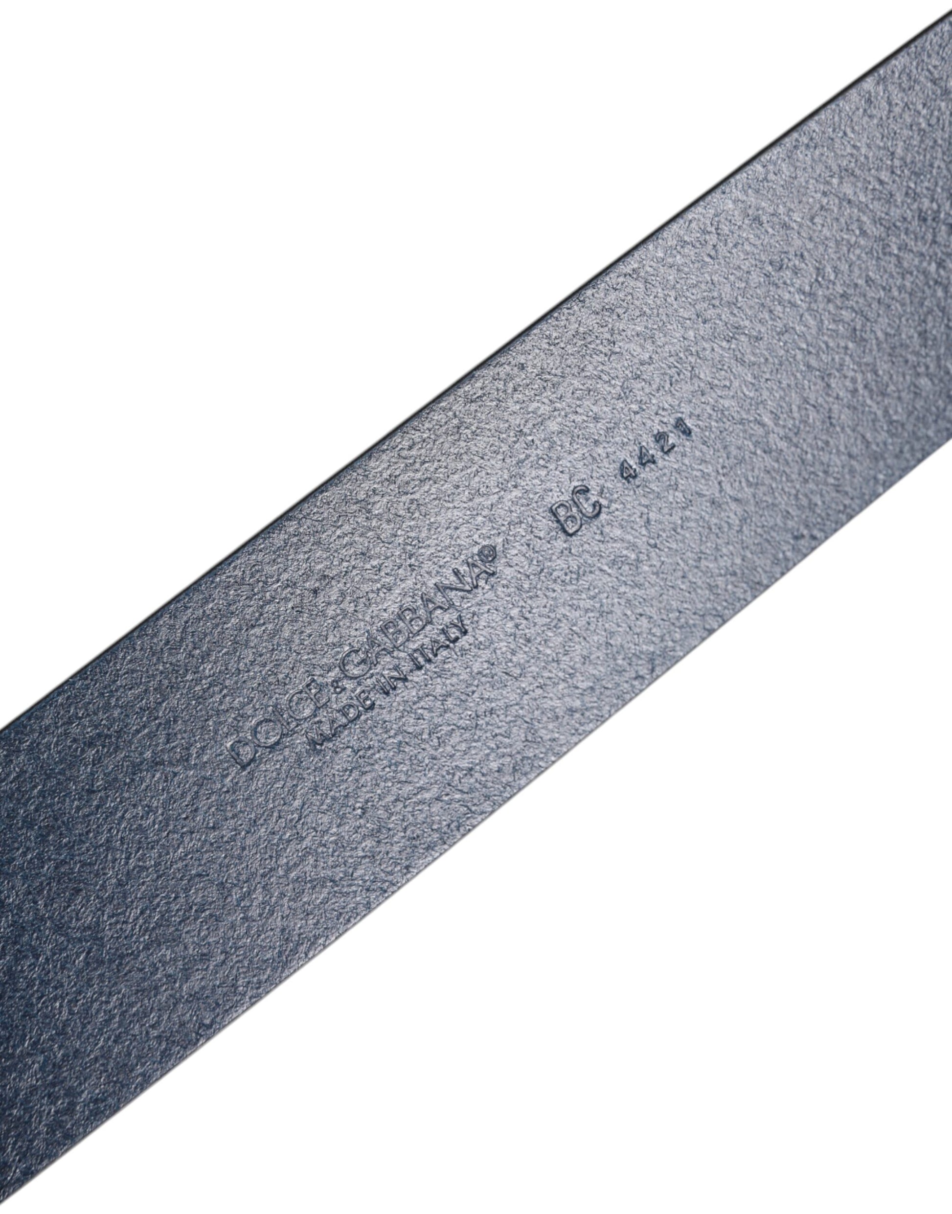 Blue Calf Leather Classic Metal Buckle Belt