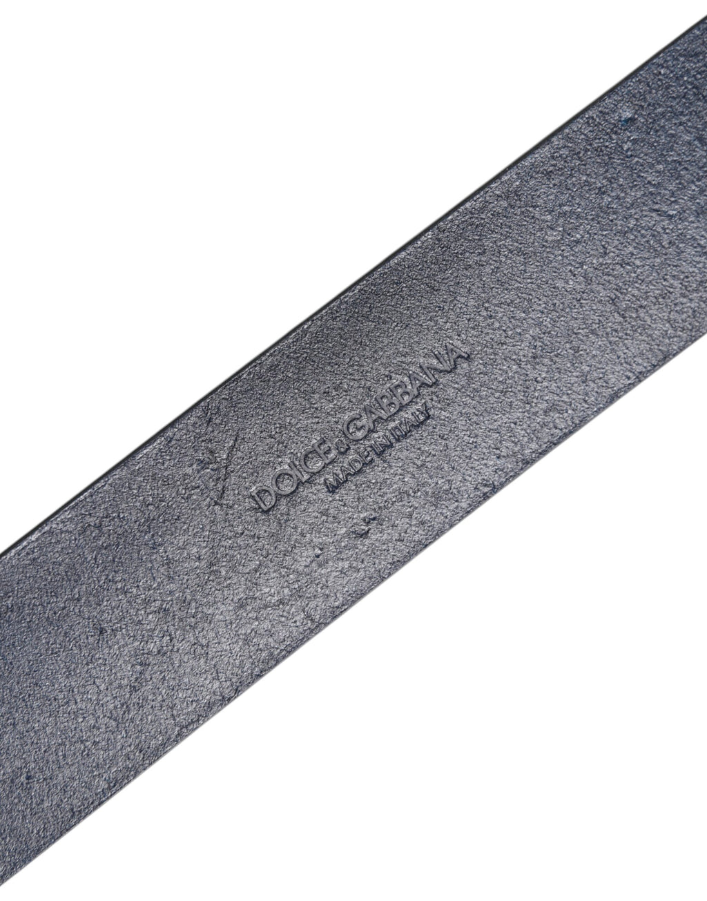 Blue Leather Classic Metal Logo Buckle Belt