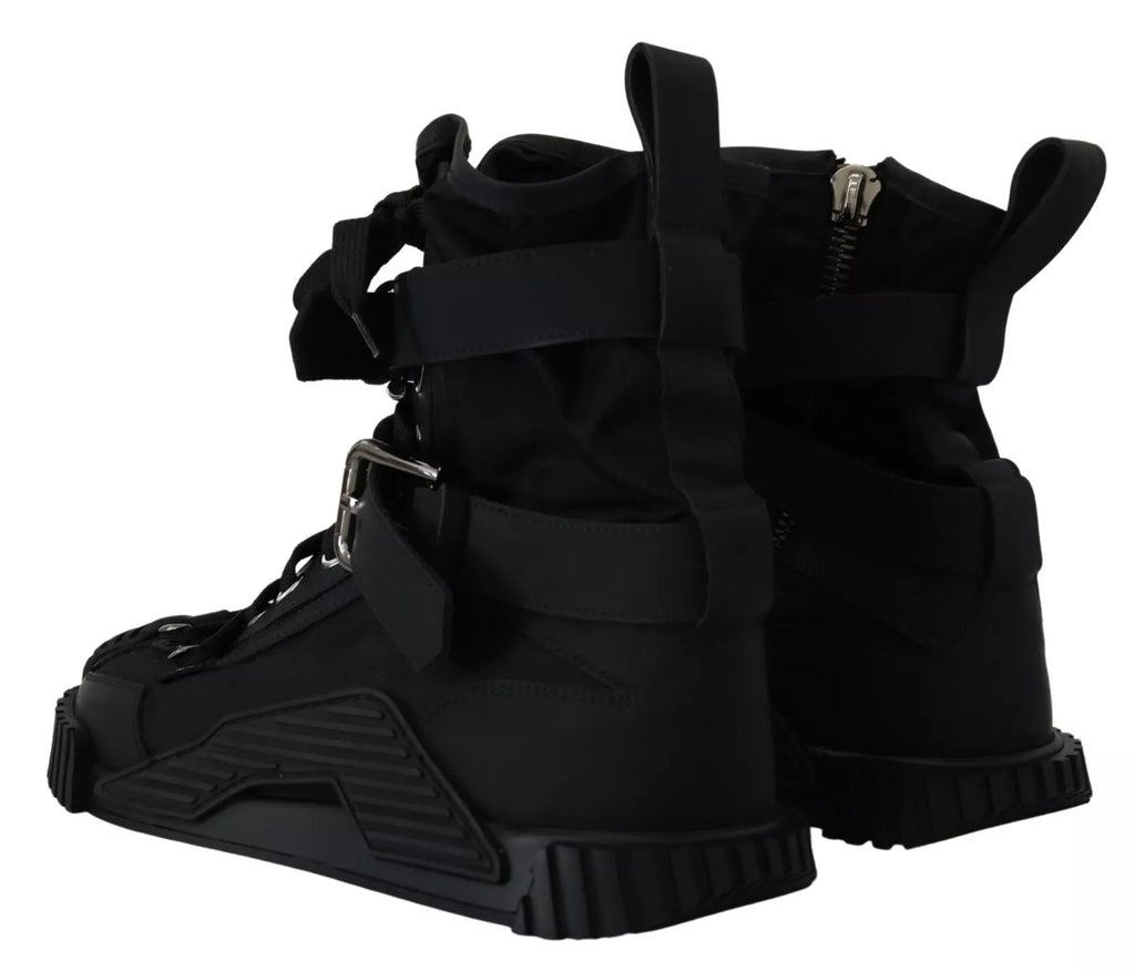 Black Nylon High Top Sorrento Sneakers Shoes