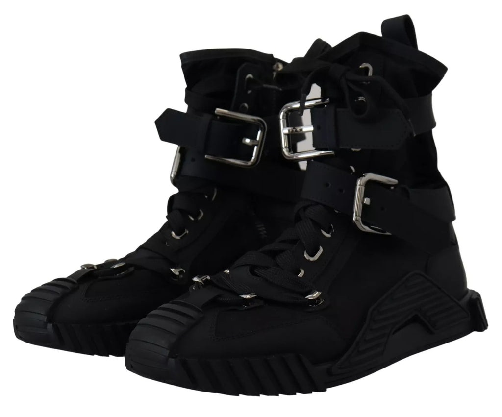 Black Nylon High Top Sorrento Sneakers Shoes