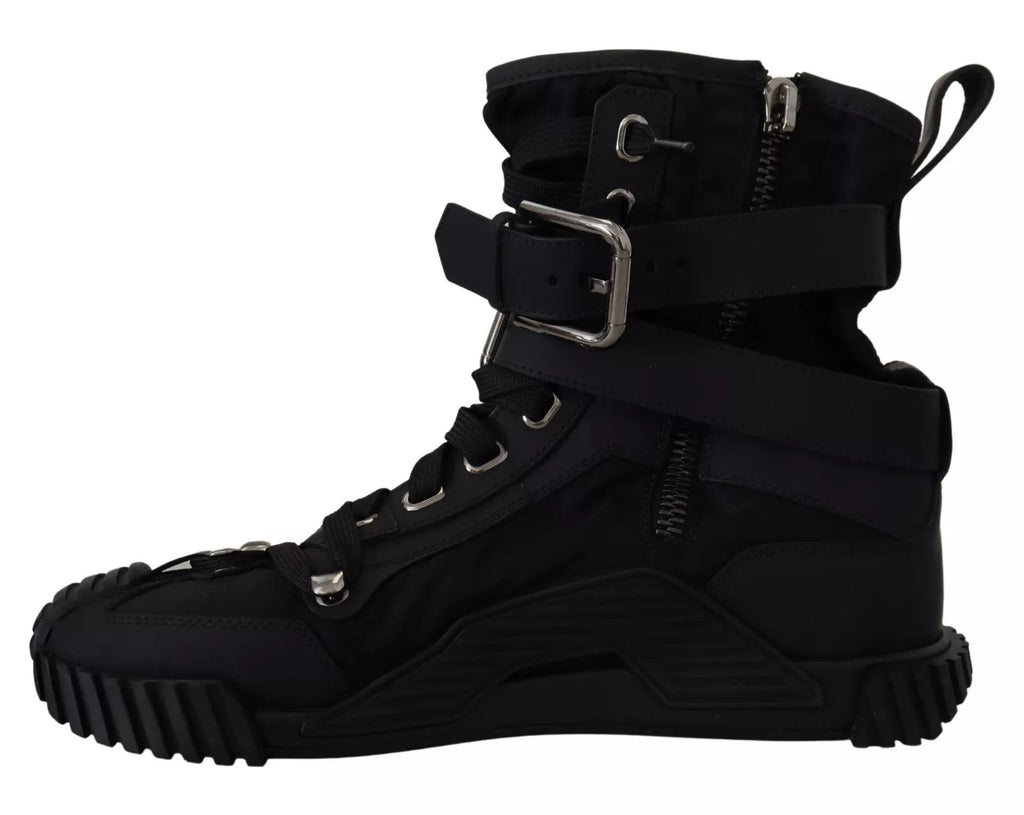 Black Nylon High Top Sorrento Sneakers Shoes