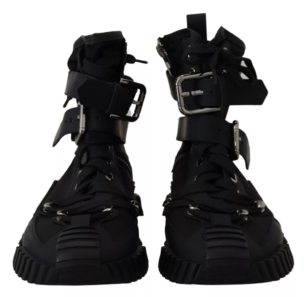 Black Nylon High Top Sorrento Sneakers Shoes