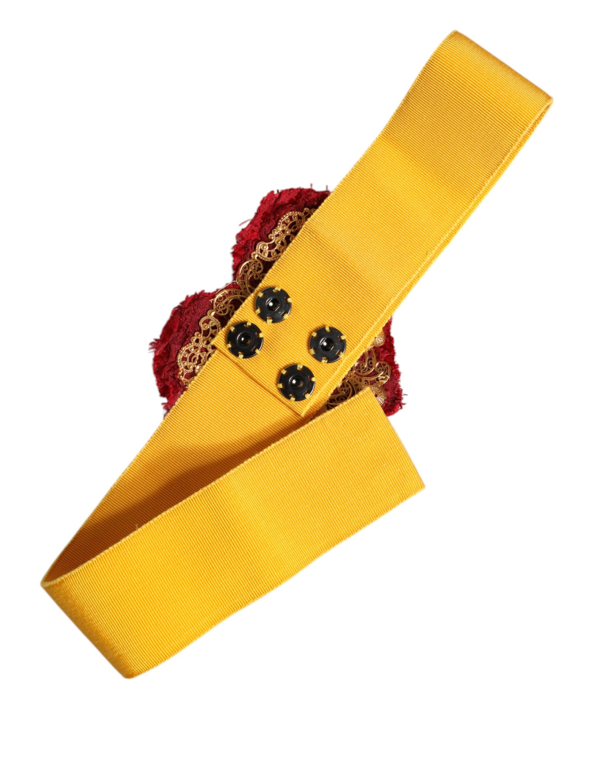 Yellow Stretch Wide Waist Heart Embellished Belt