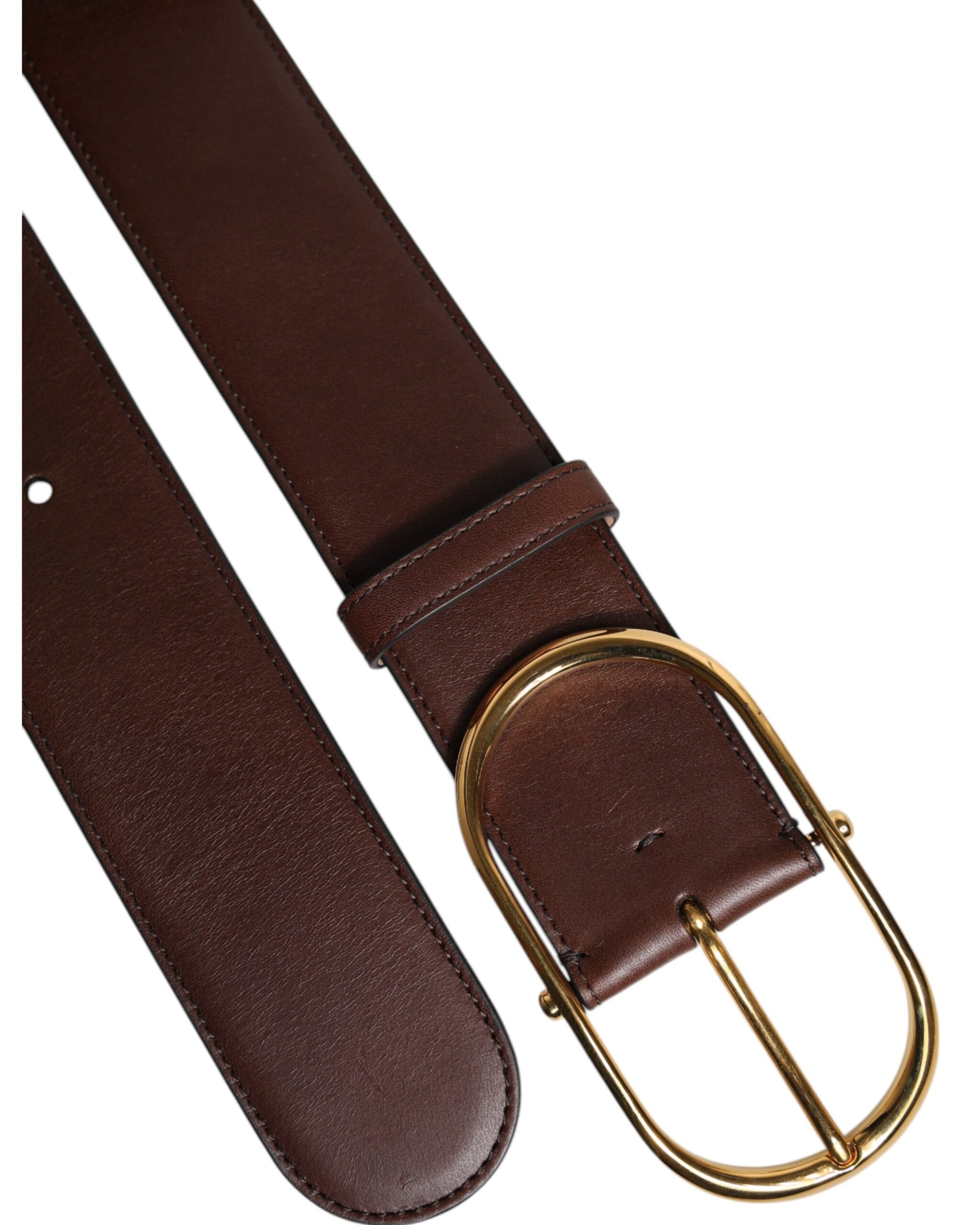 Brown Logo Engraved Metal Waist Buckle Belt