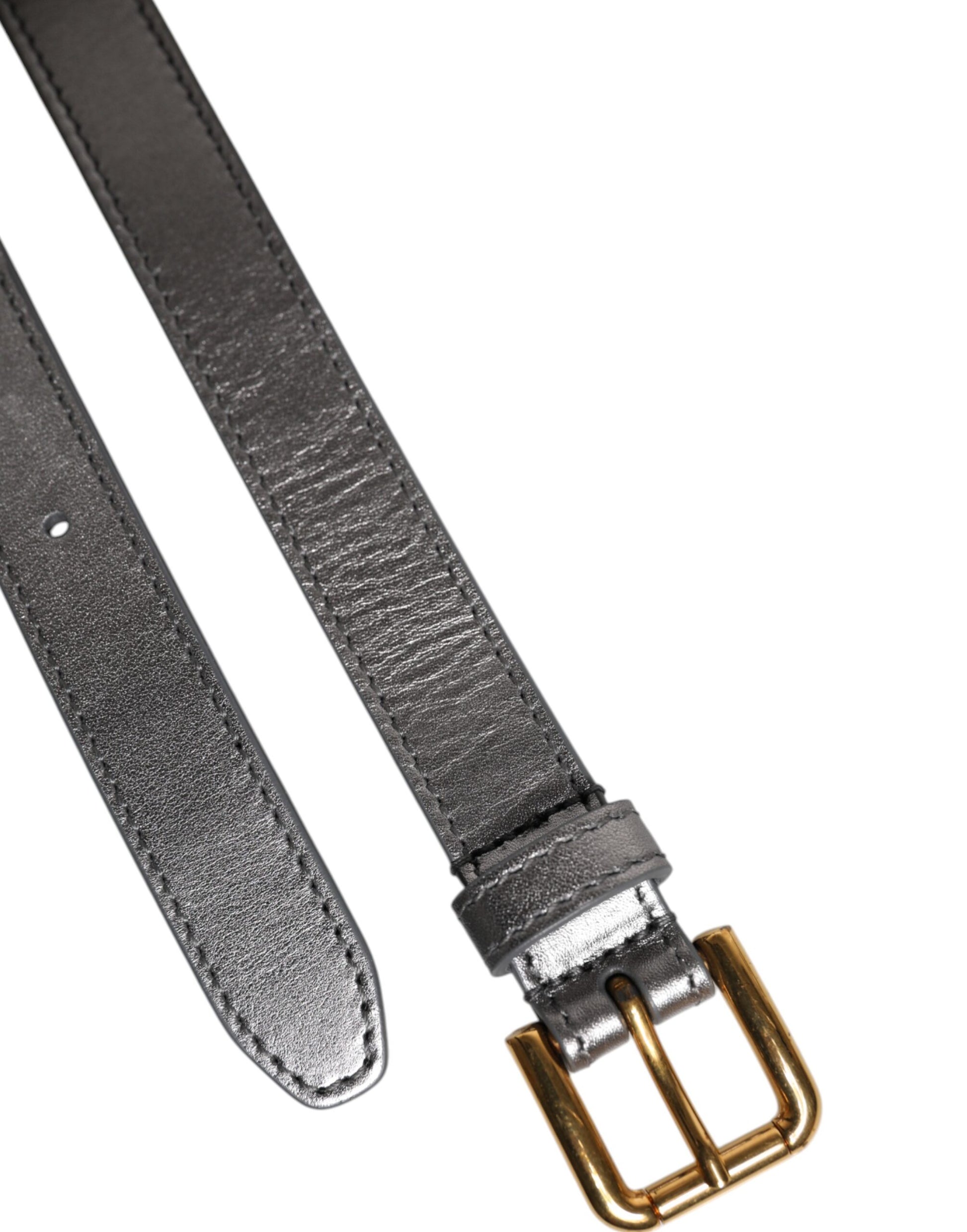 Silver Logo Engraved Metal Waist Buckle Belt