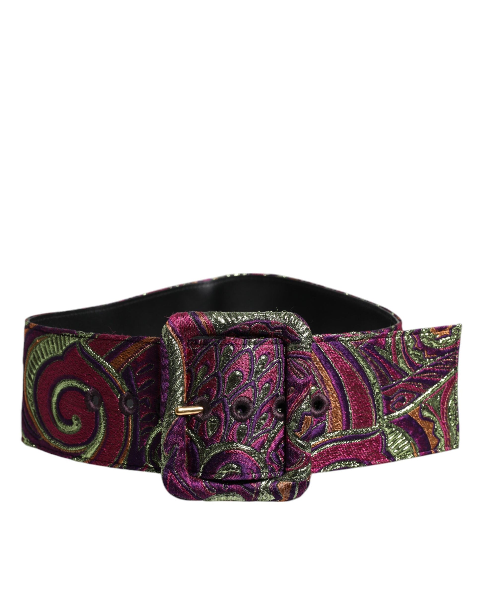 Multicolor Floral Jacquard Wide Waist Belt