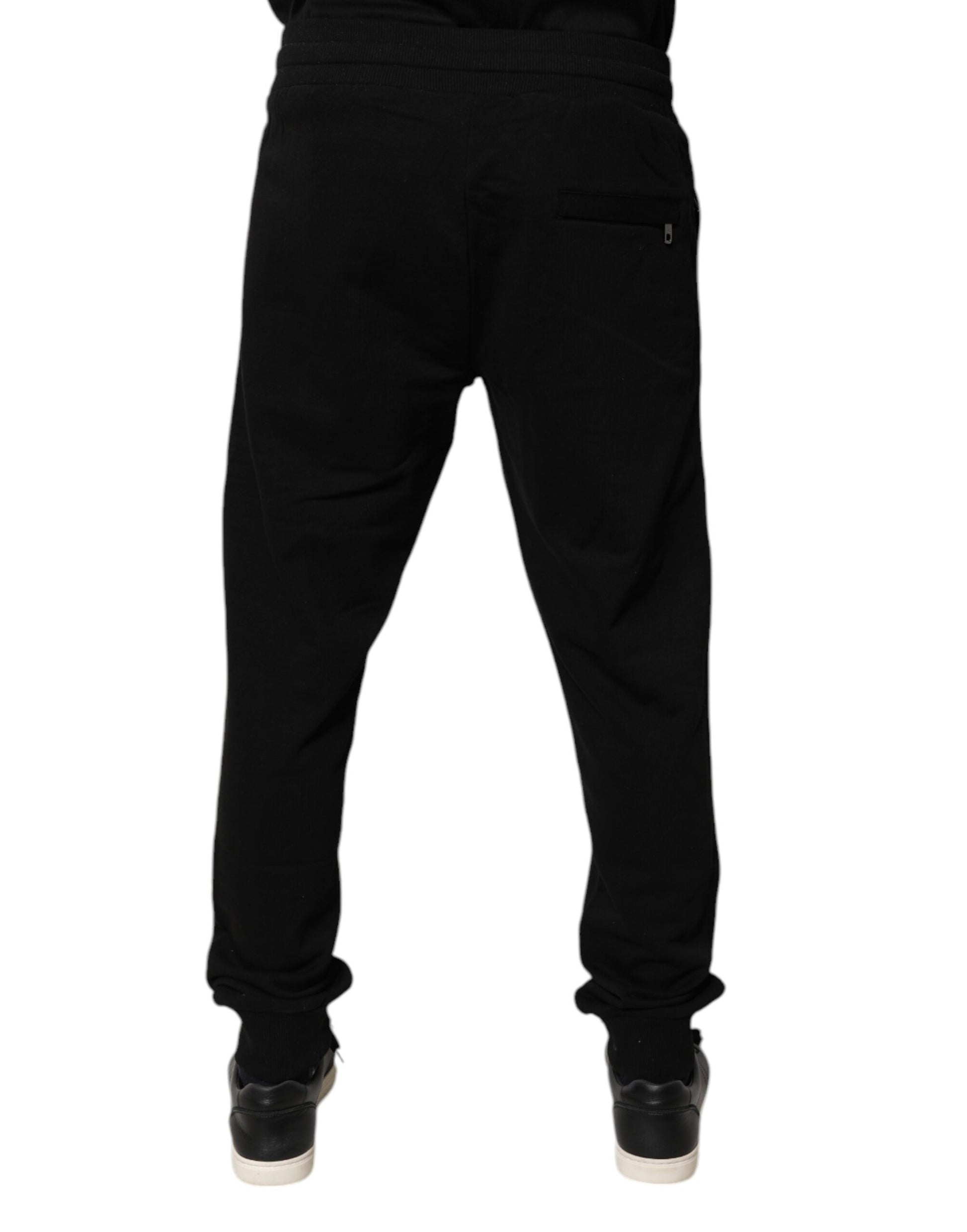 Black Cotton Mid Waist Jogger Sweatpants Pants