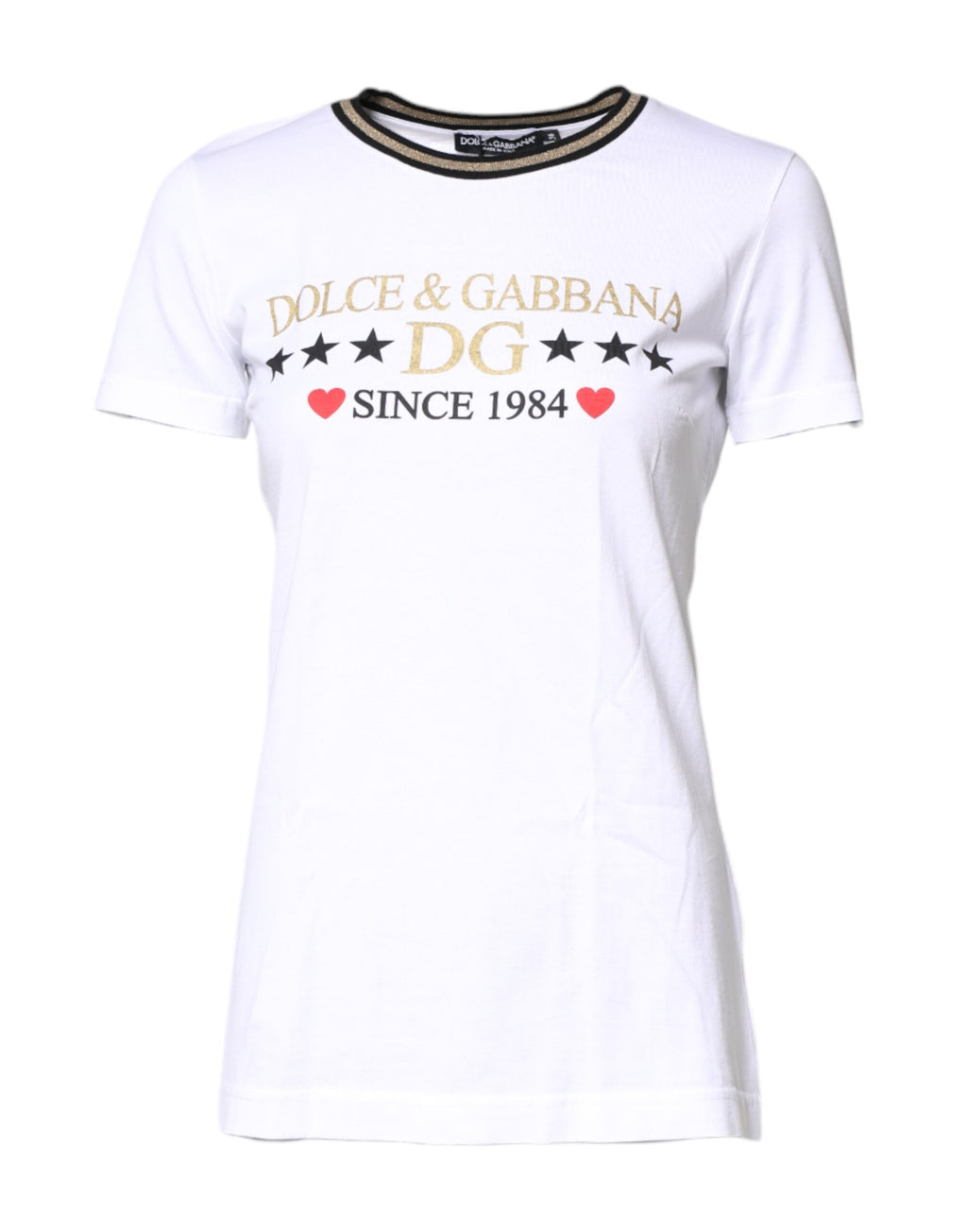 White Graphic Print Cotton Crew Neck T-shirt
