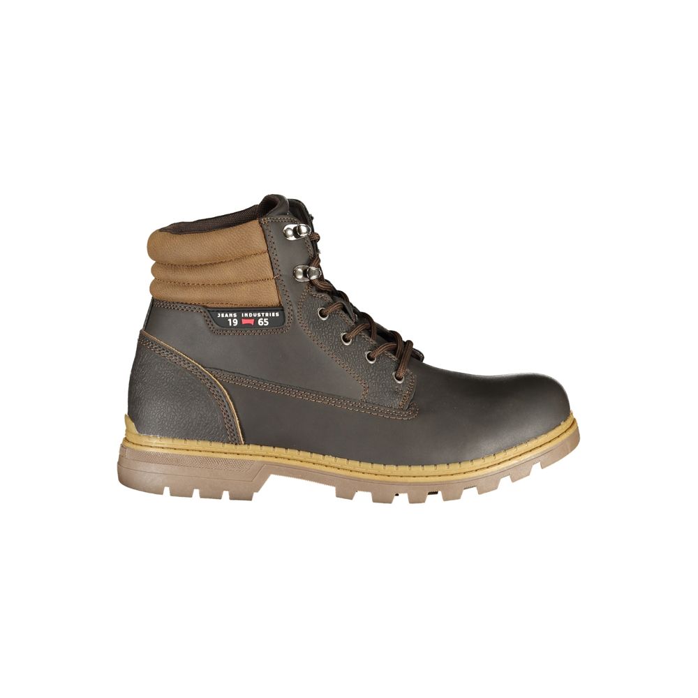 Brown Polyester Men Boot