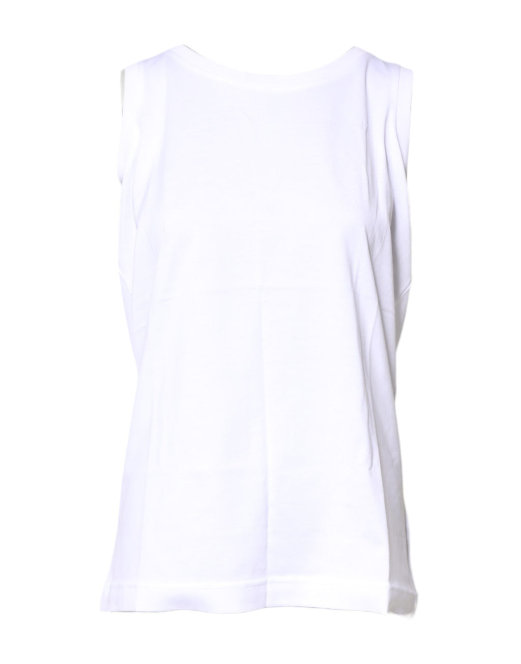 White Cotton Sleeveless Crew Neck T-shirt