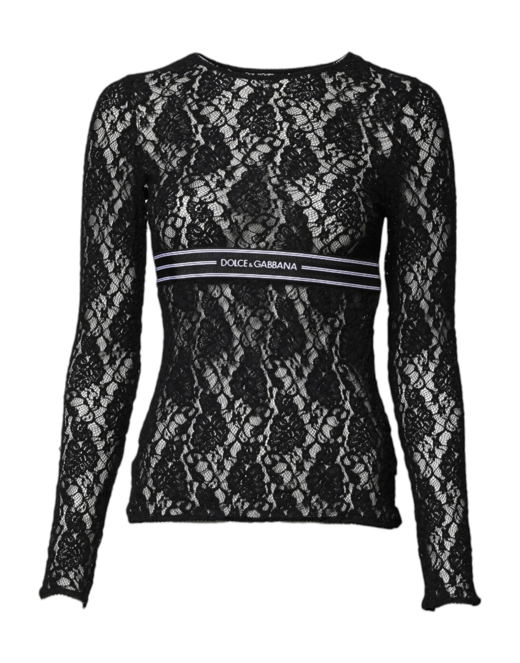 Black Floral Lace Long Sleeves Pullover Top