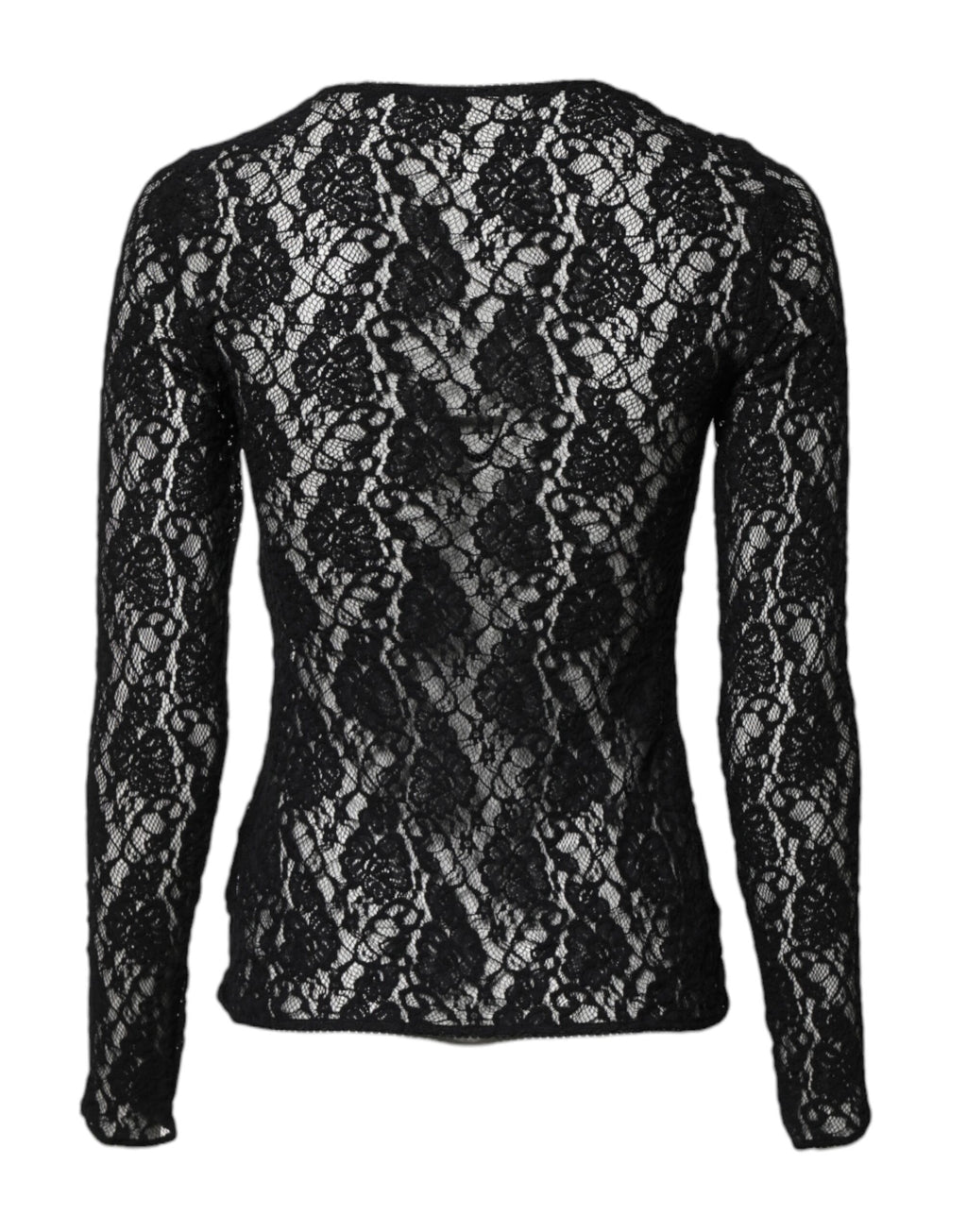 Black Floral Lace Long Sleeves Pullover Top