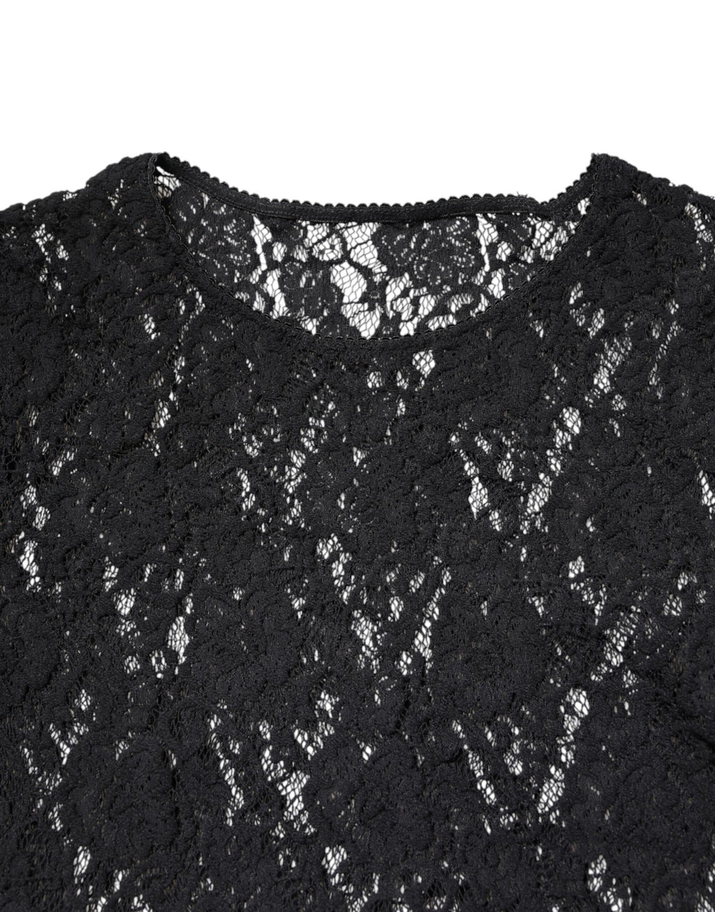 Black Floral Lace Long Sleeves Pullover Top